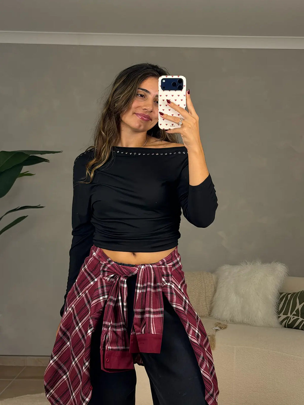 Camisola de Malha Preta com Tachas