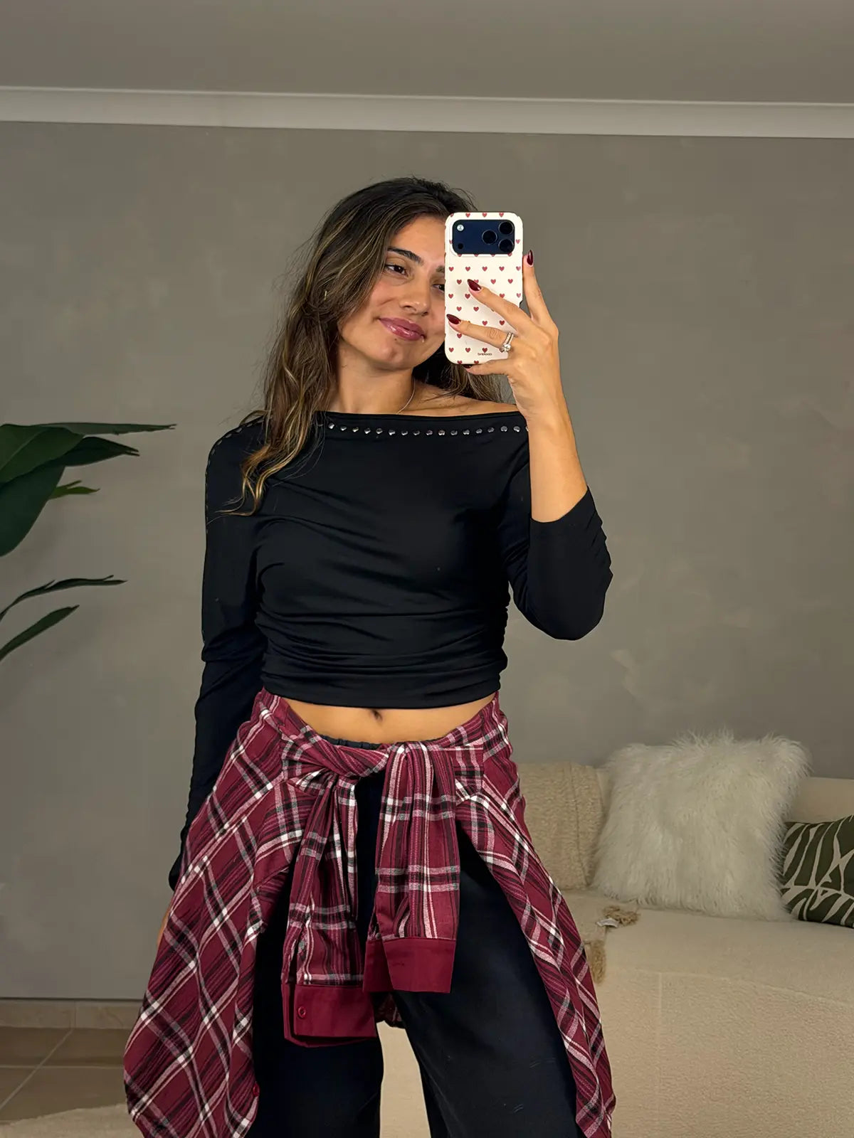Camisola de Malha Preta com Tachas