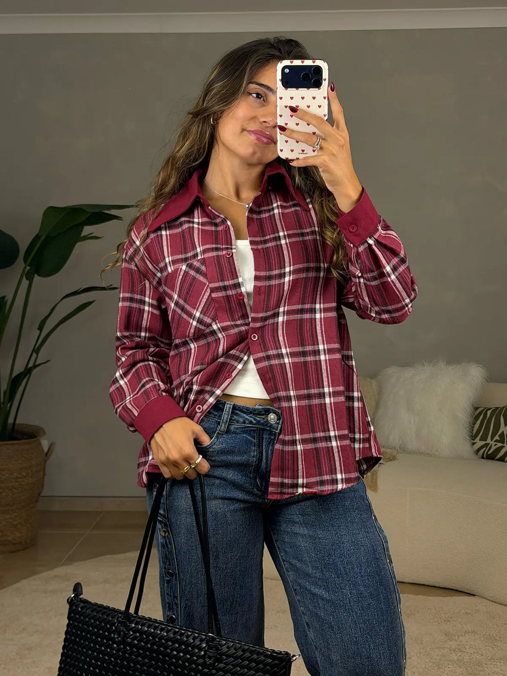 Camisa de Franela de Cuadros en Rojo
