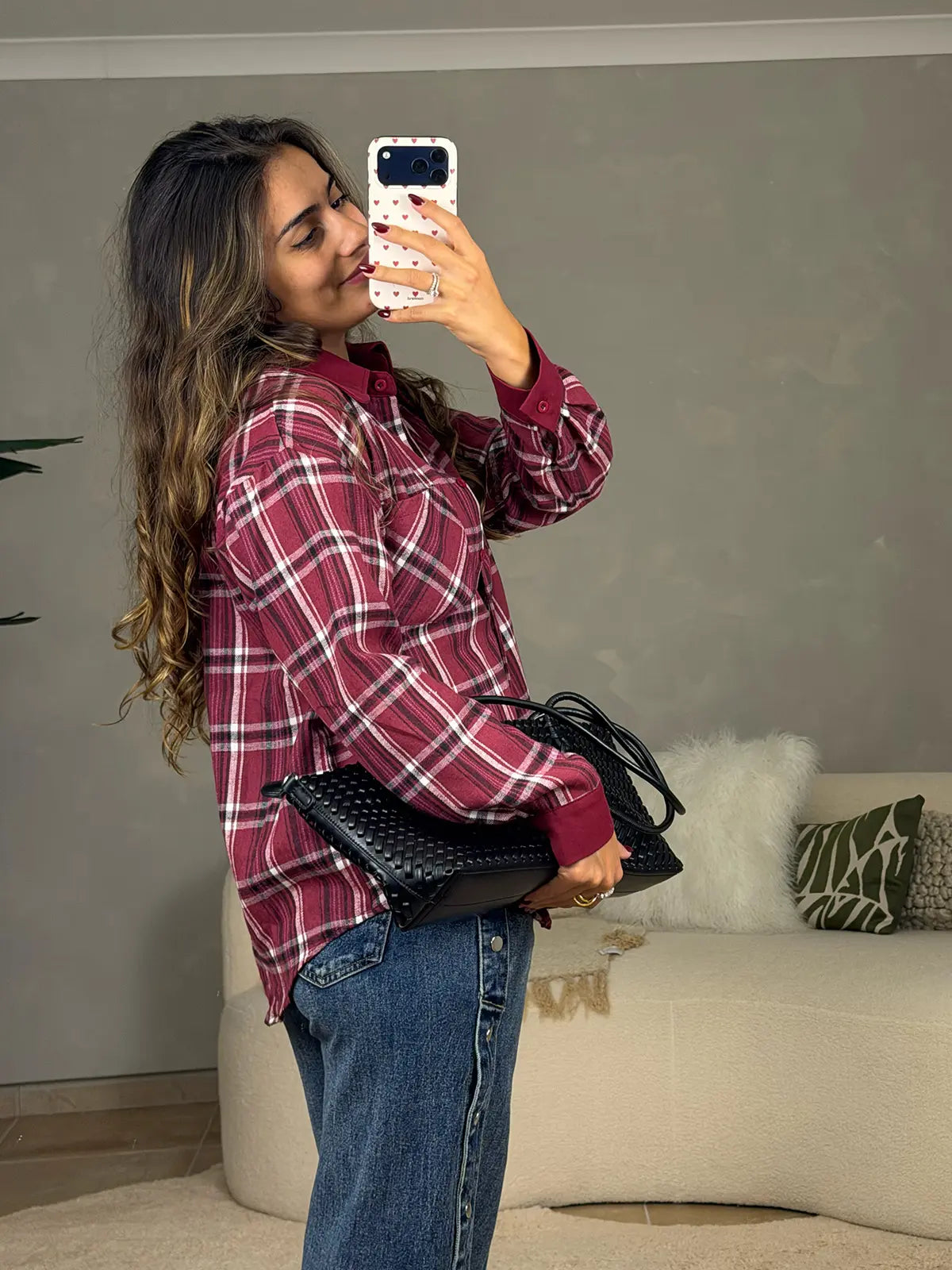 Camisa de Franela de Cuadros en Rojo