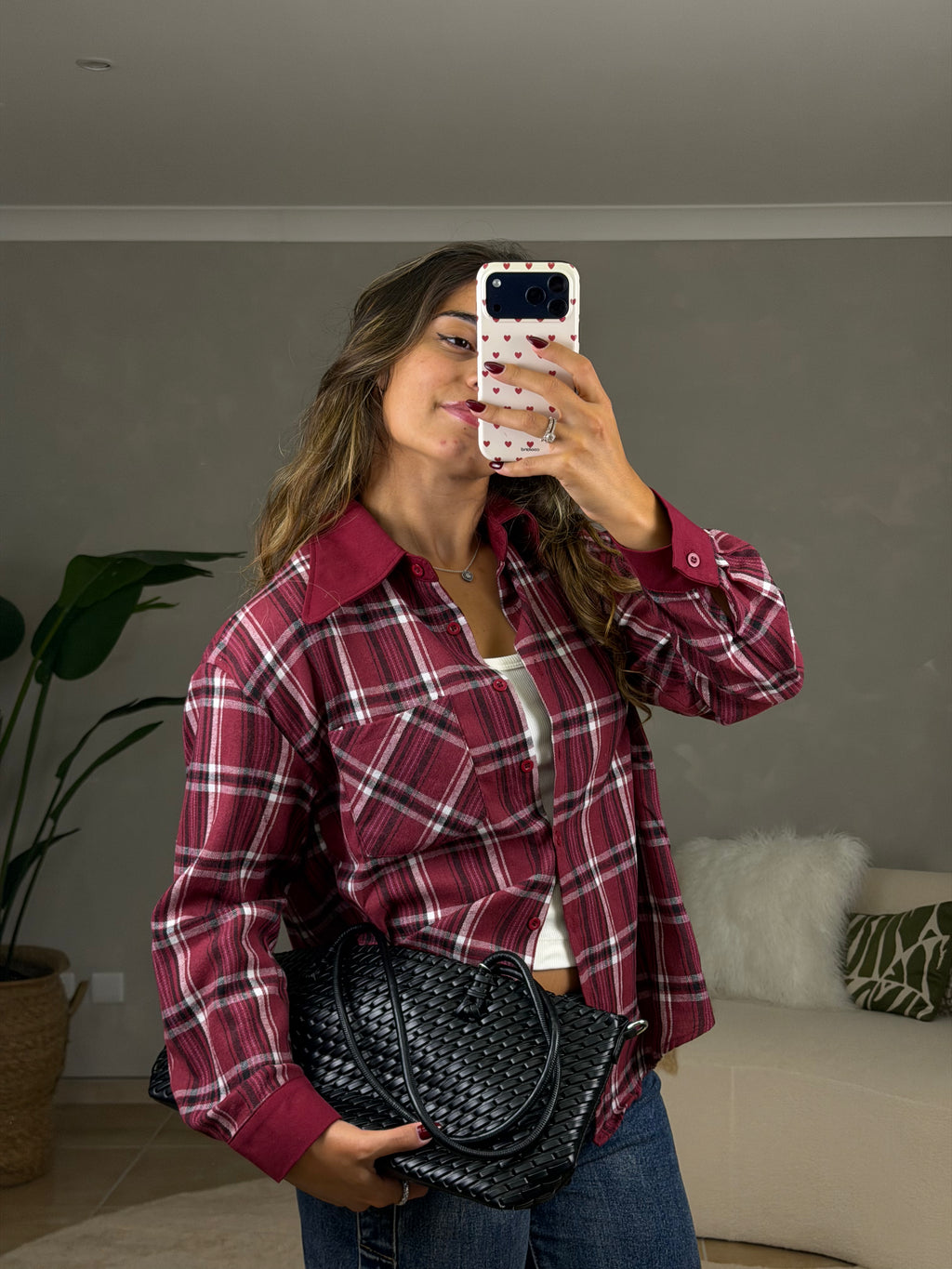 Camisa de Franela de Cuadros en Rojo