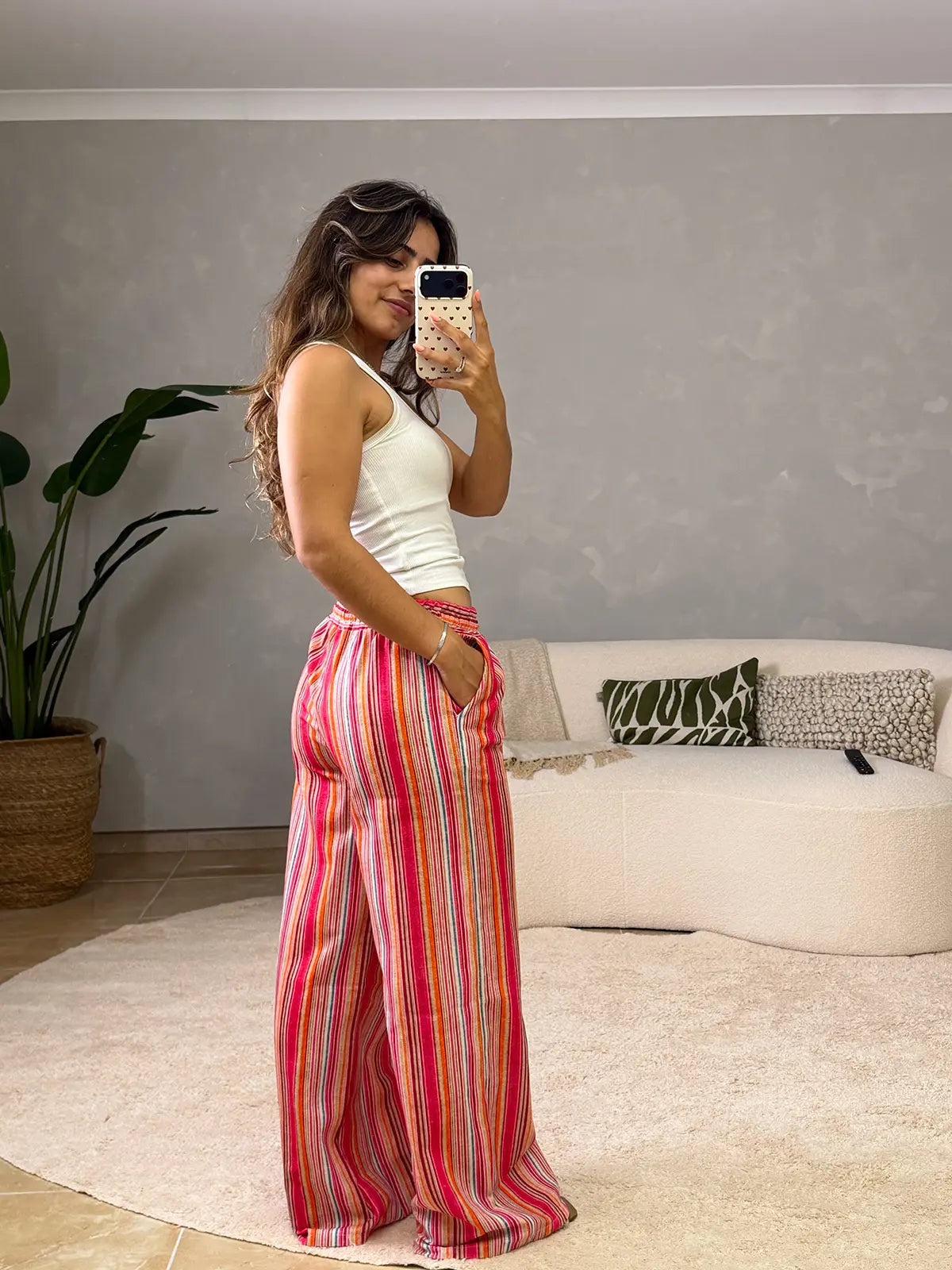Vibrant Pink Striped Trousers