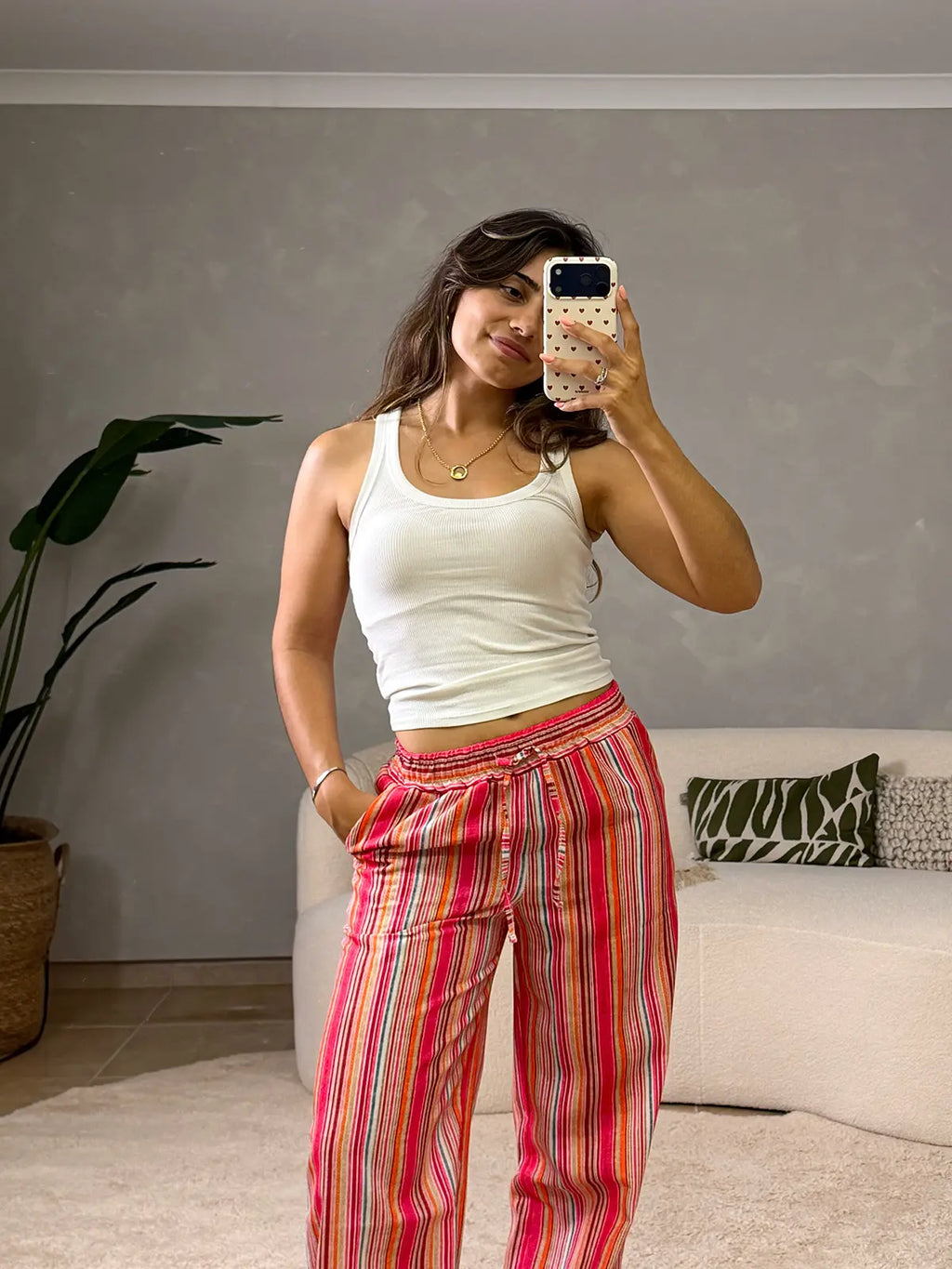 Vibrant Pink Striped Trousers