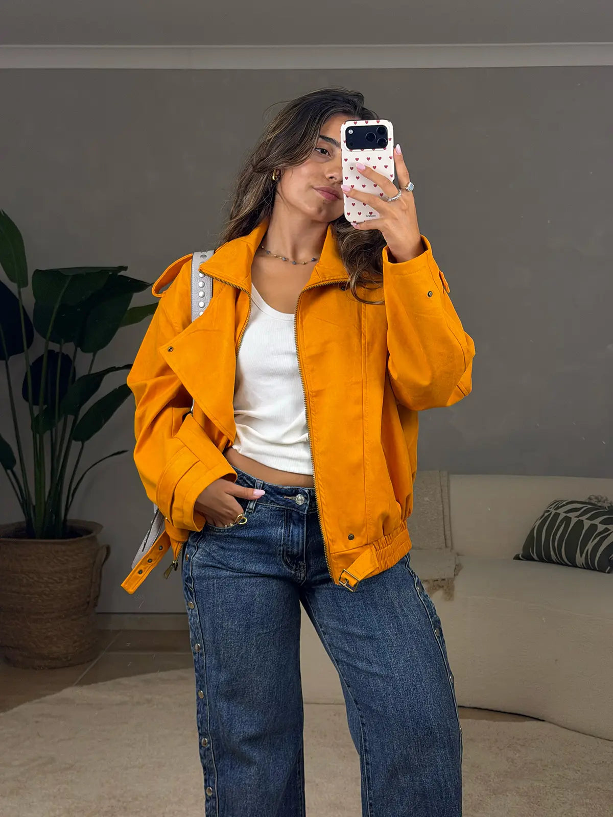 Casaco Camurça Oversize Amarelo Manteiga