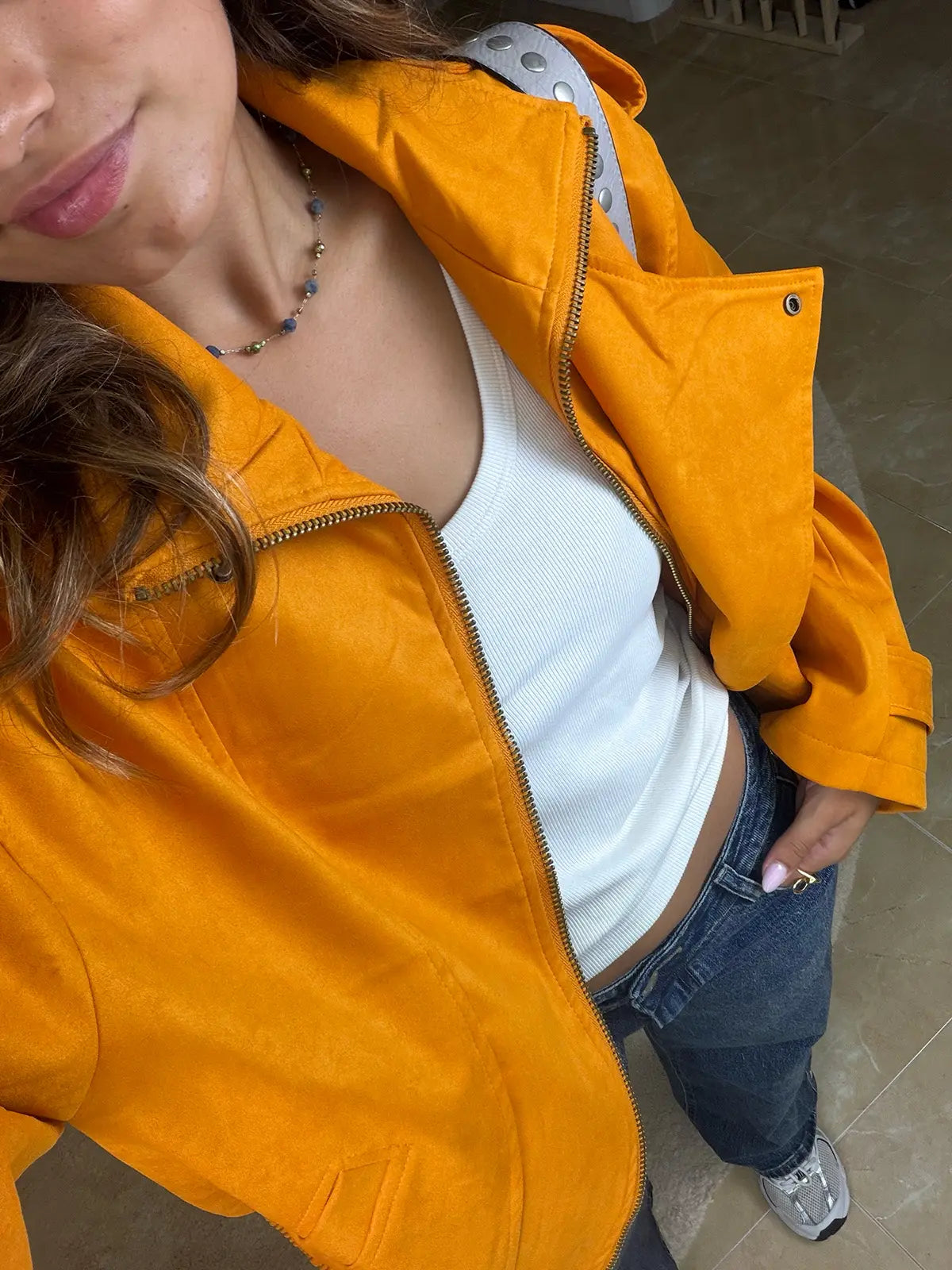 Casaco Camurça Oversize Amarelo Manteiga