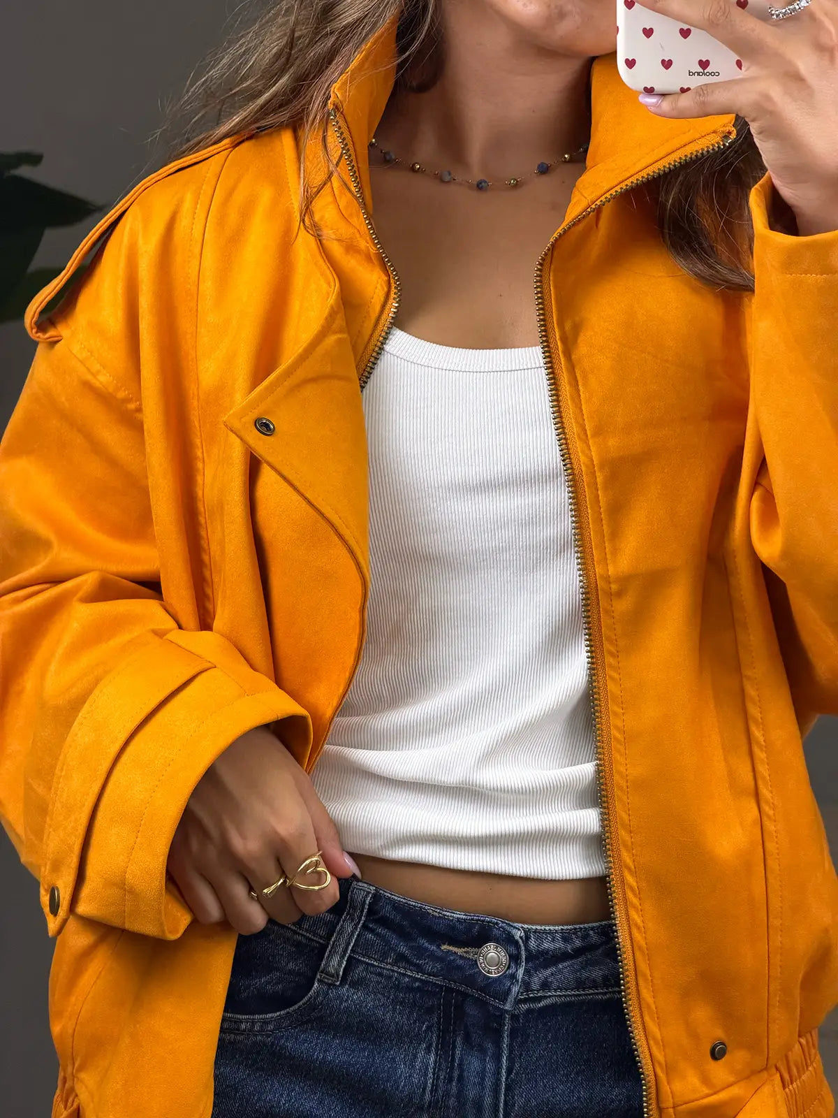 Casaco Camurça Oversize Amarelo Manteiga