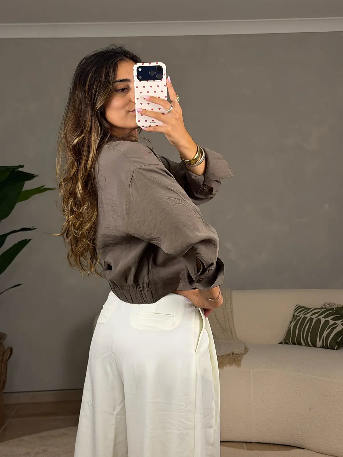 Blusa Efeito Trespasse Camel