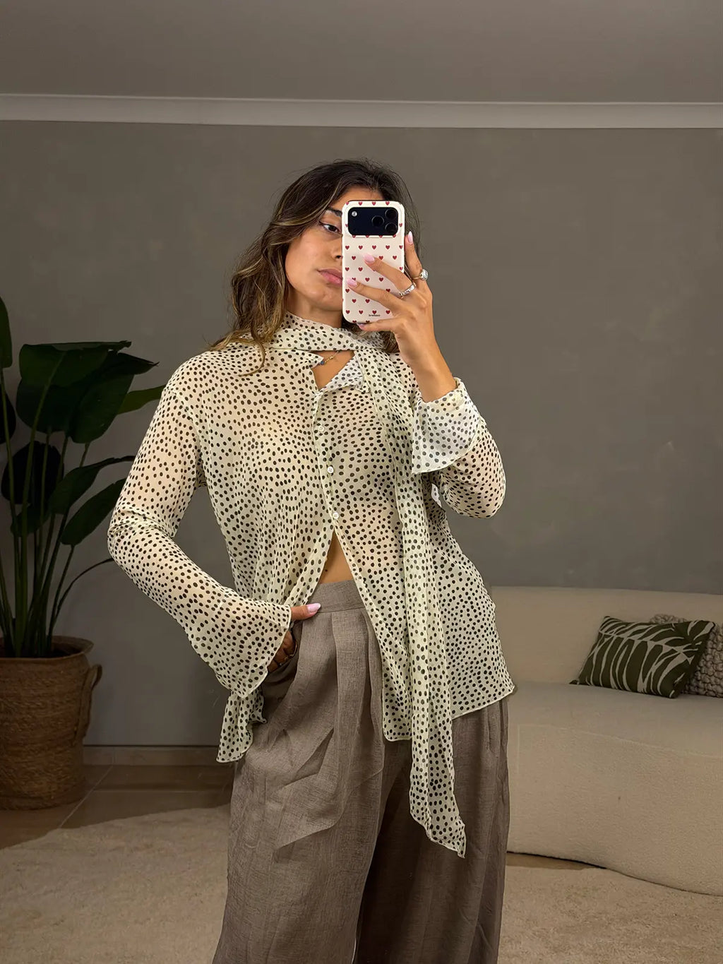 Blusa Animal-print com Lenço
