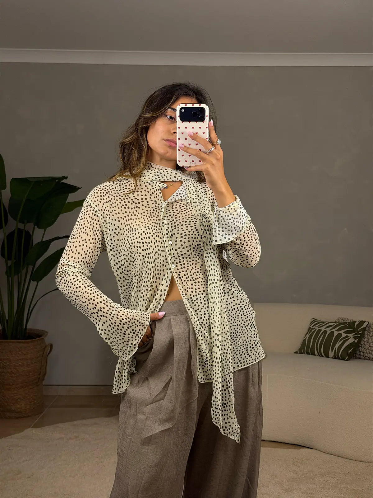 Blusa Animal-print com Lenço
