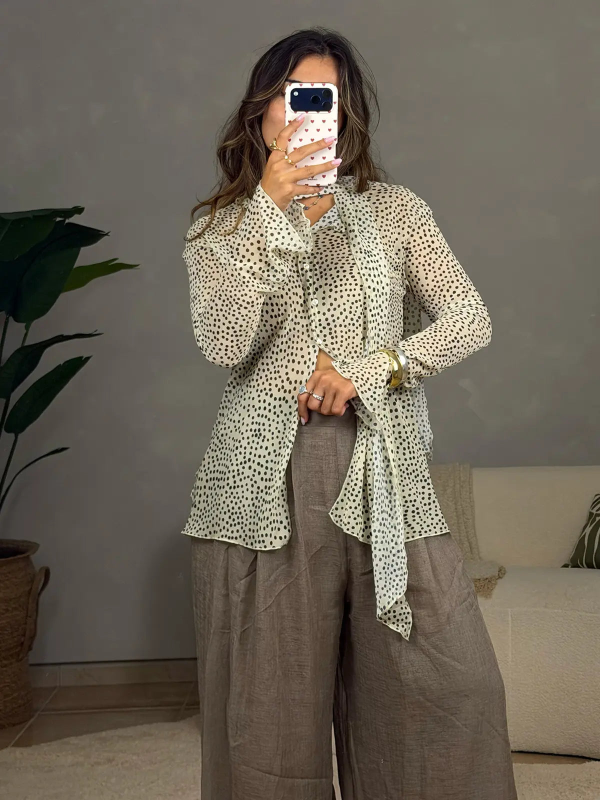 Blusa Animal-print com Lenço