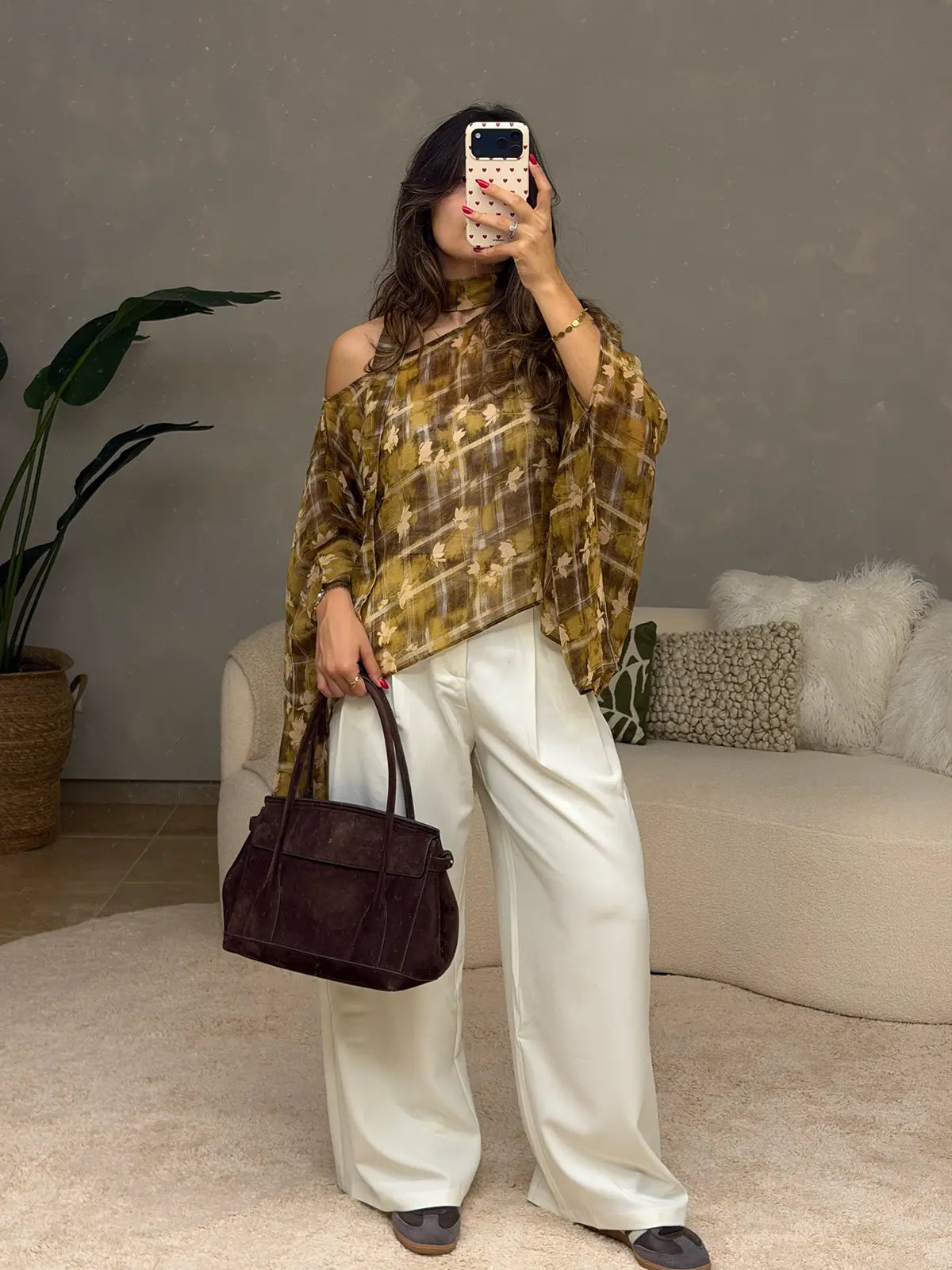 Blusa Fluida Estampada com Lenço