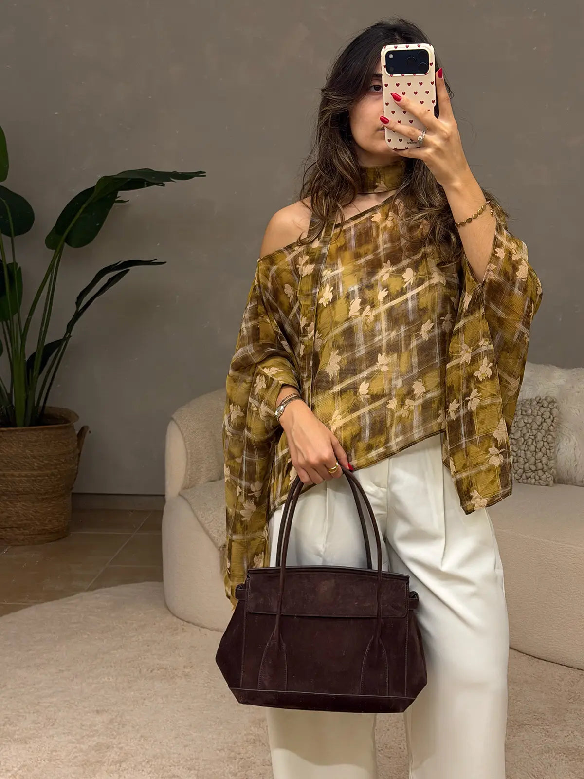 Blusa Fluida Estampada com Lenço