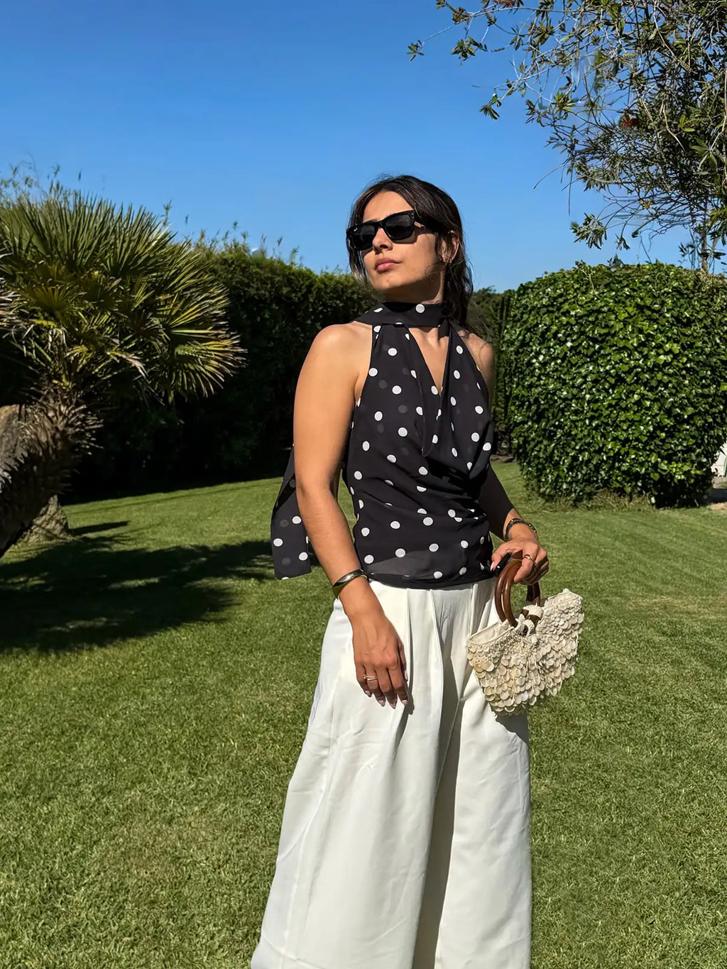 Top Polka Dot Preto
