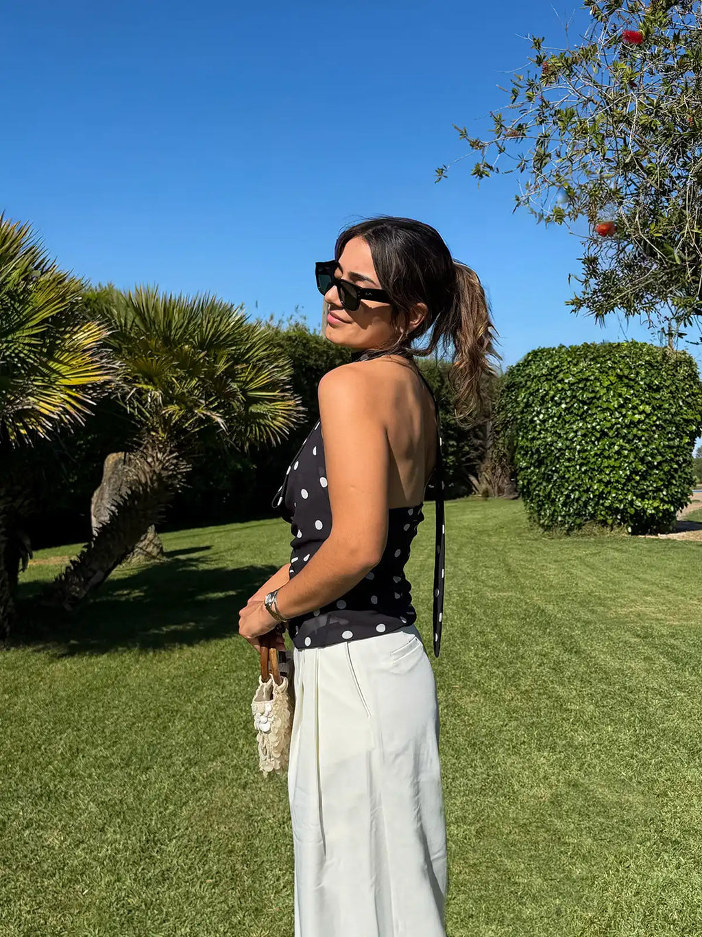 Top Polka Dot Preto
