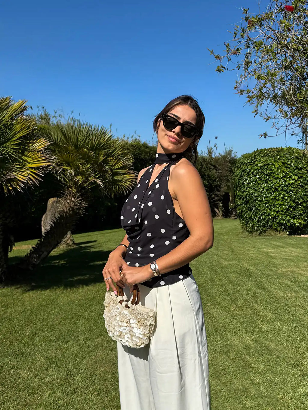 Top Polka Dot Preto