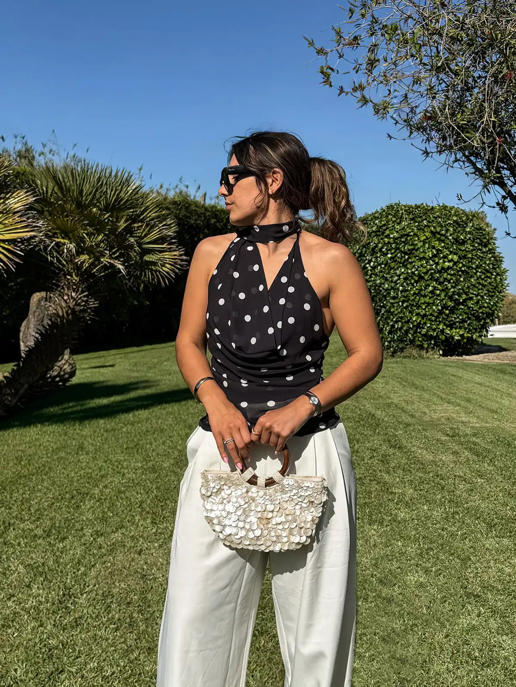 Top Polka Dot Preto