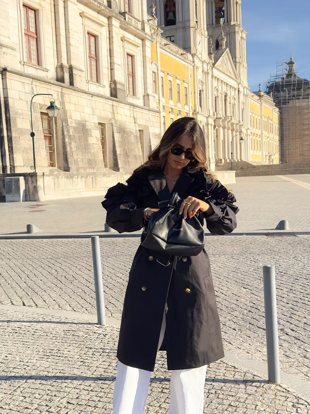 Trench Coat with Ruffles 