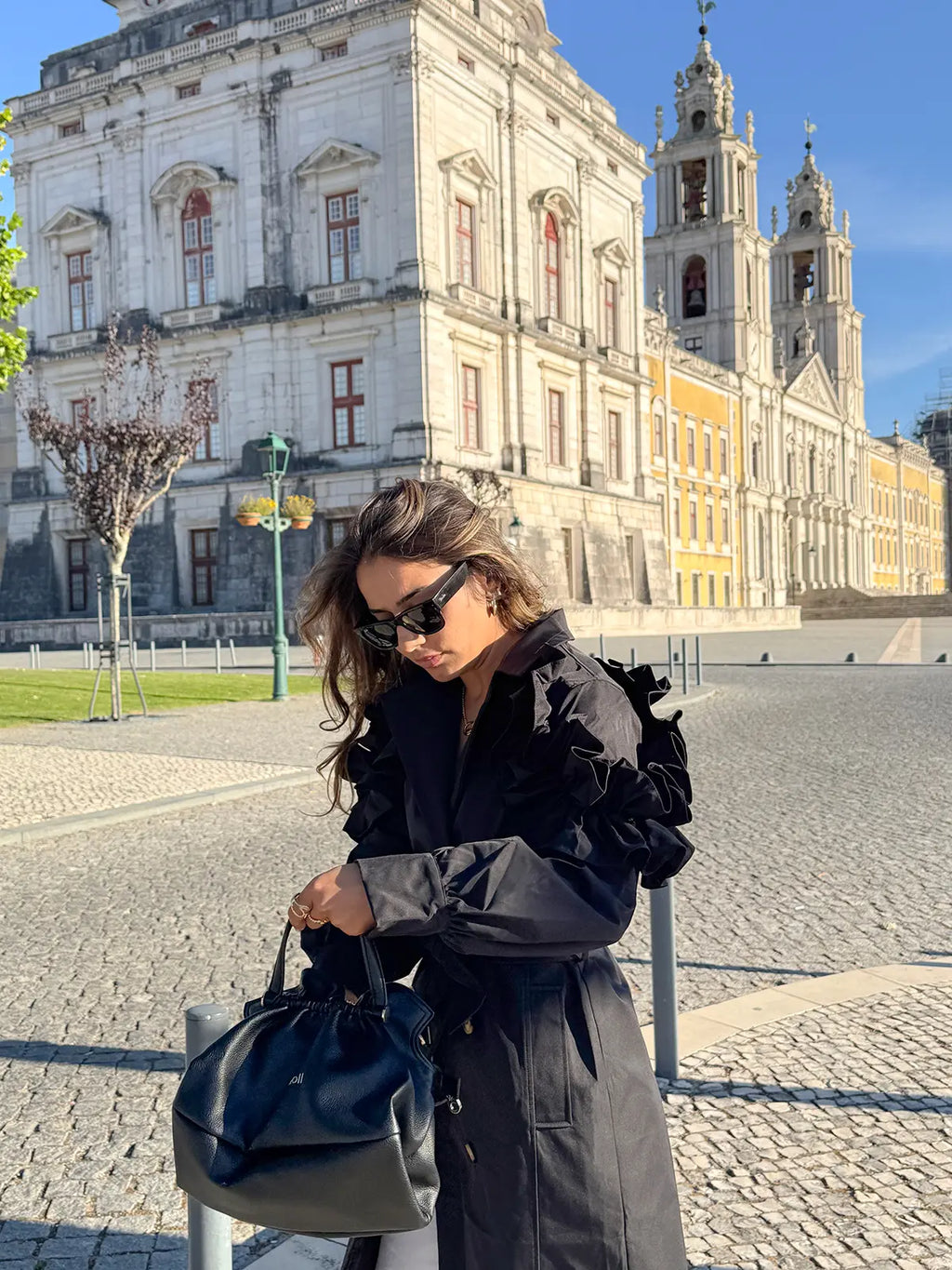 Trench Coat with Ruffles 