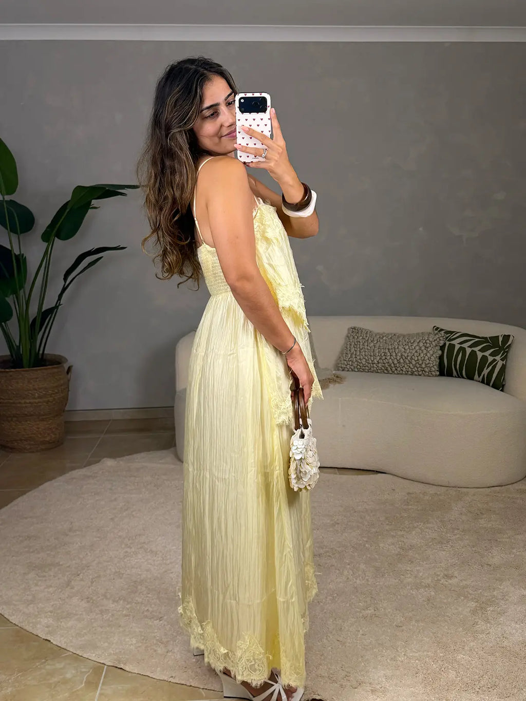 Vestido Boho Amarelo Manteiga com Renda