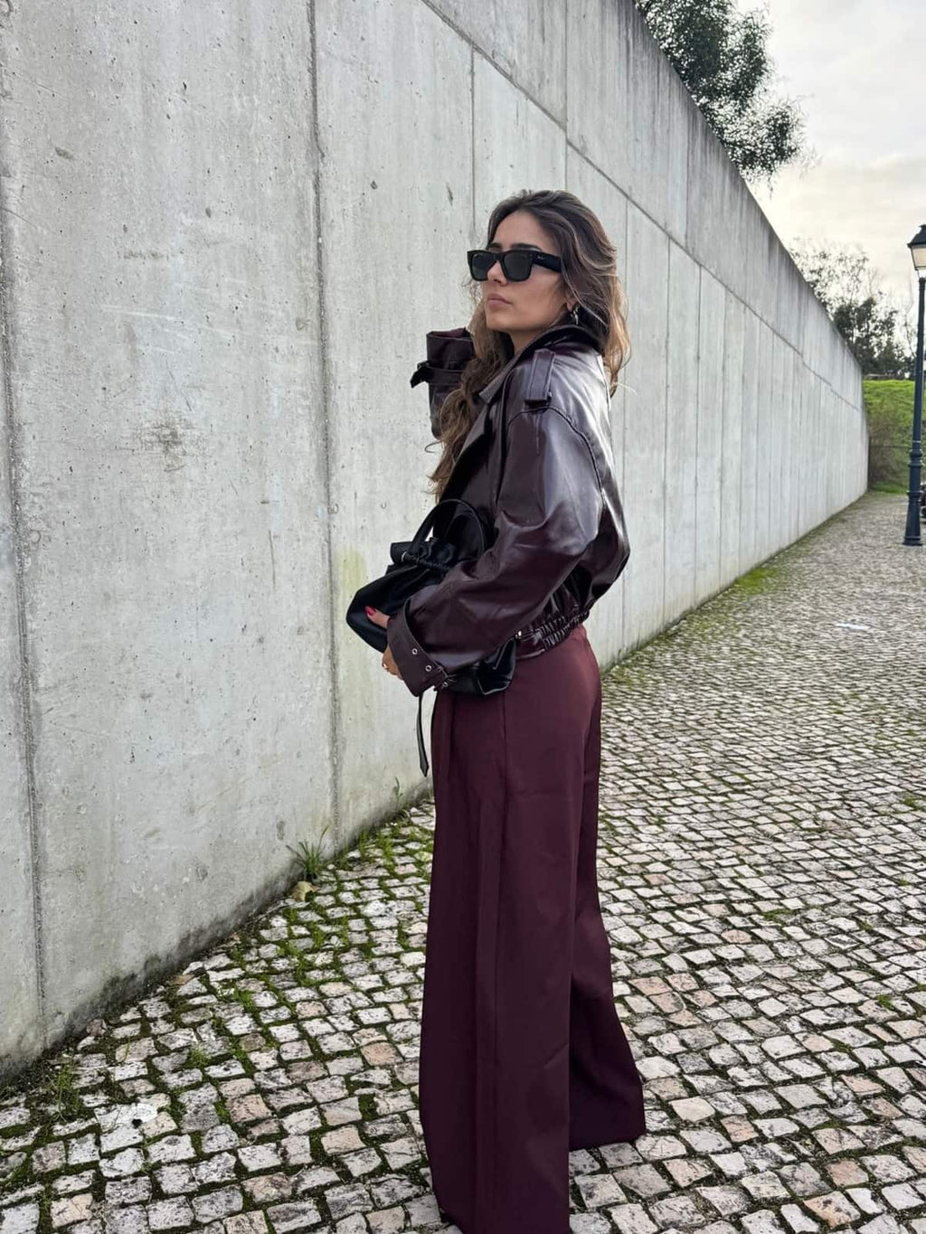 Burgundy Faux-leather Jacket