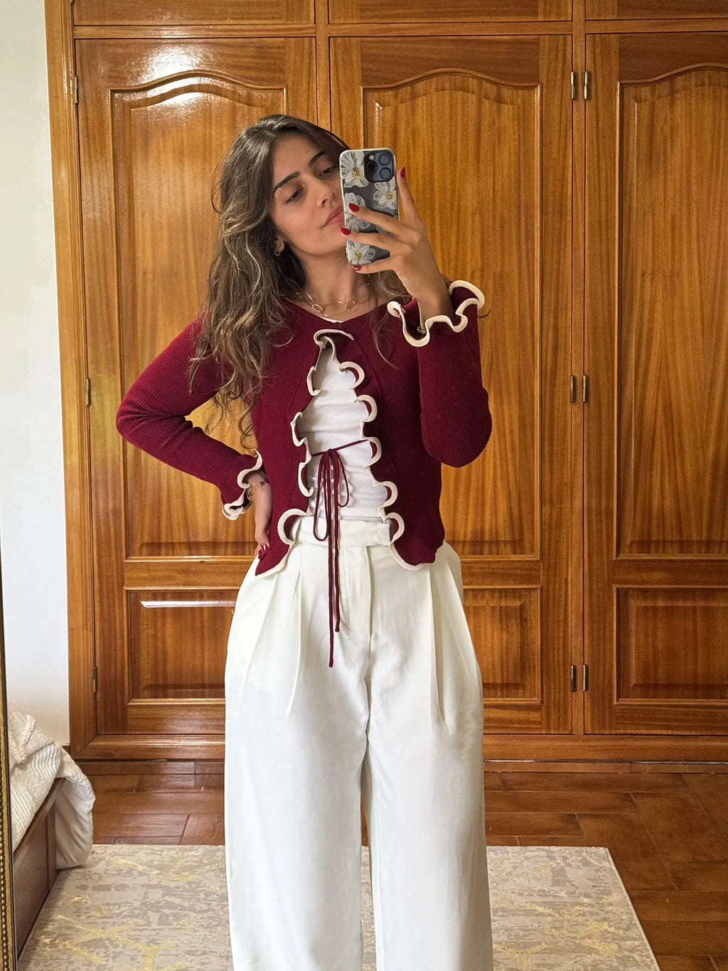 Casaco de Malha com Folhos