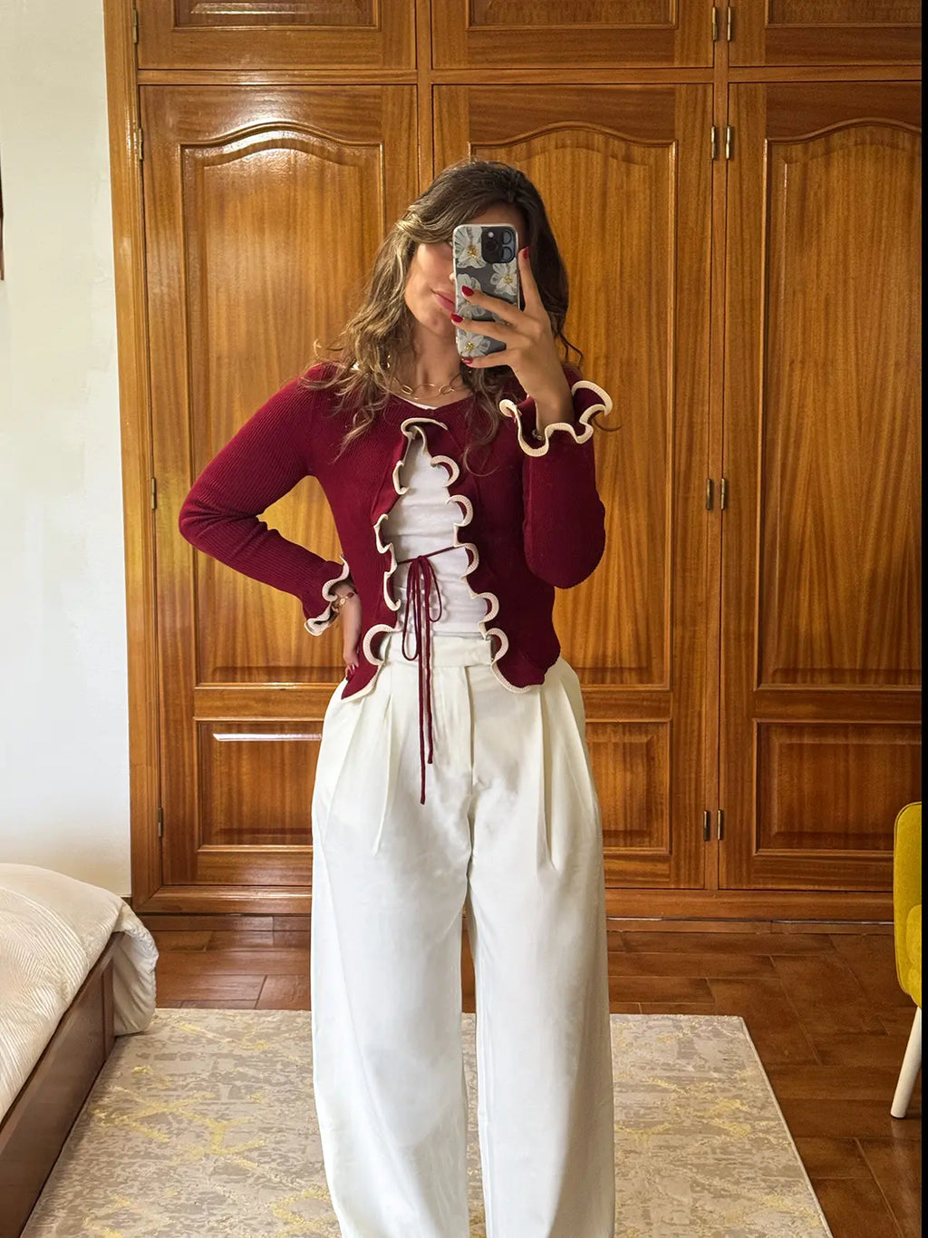 Casaco de Malha com Folhos