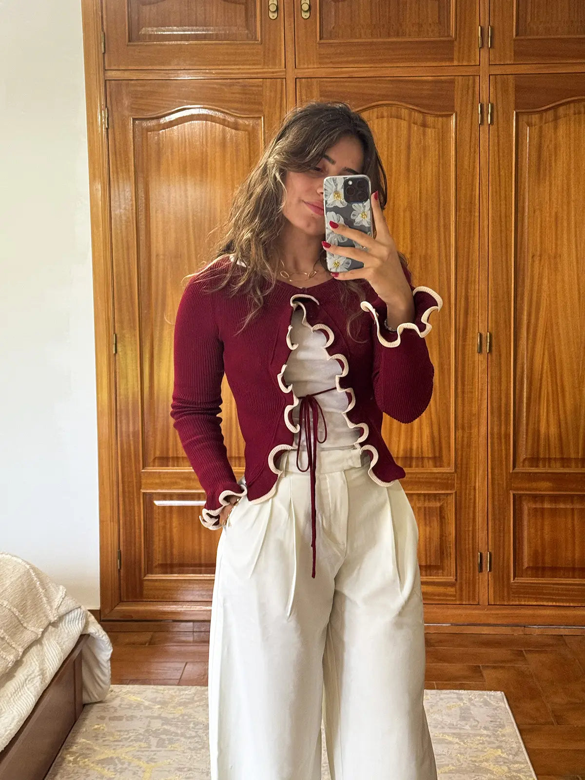 Casaco de Malha com Folhos