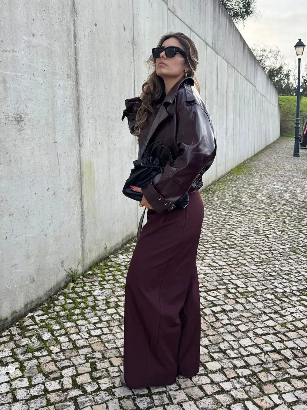 Burgundy Faux-leather Jacket