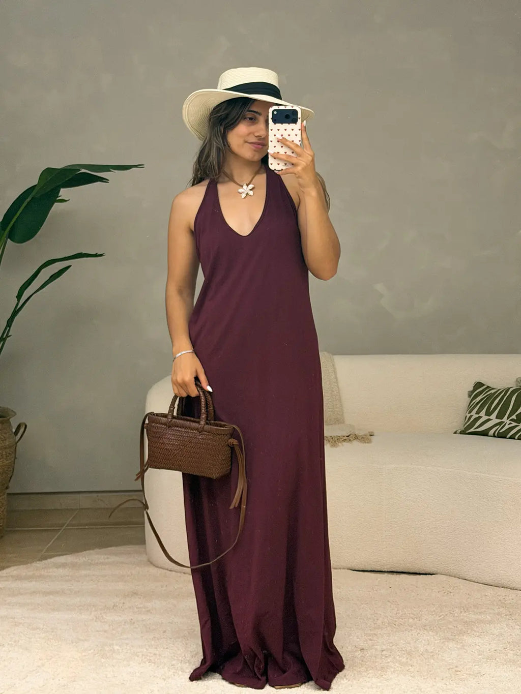 Vestido Bordô Comprido Lumina