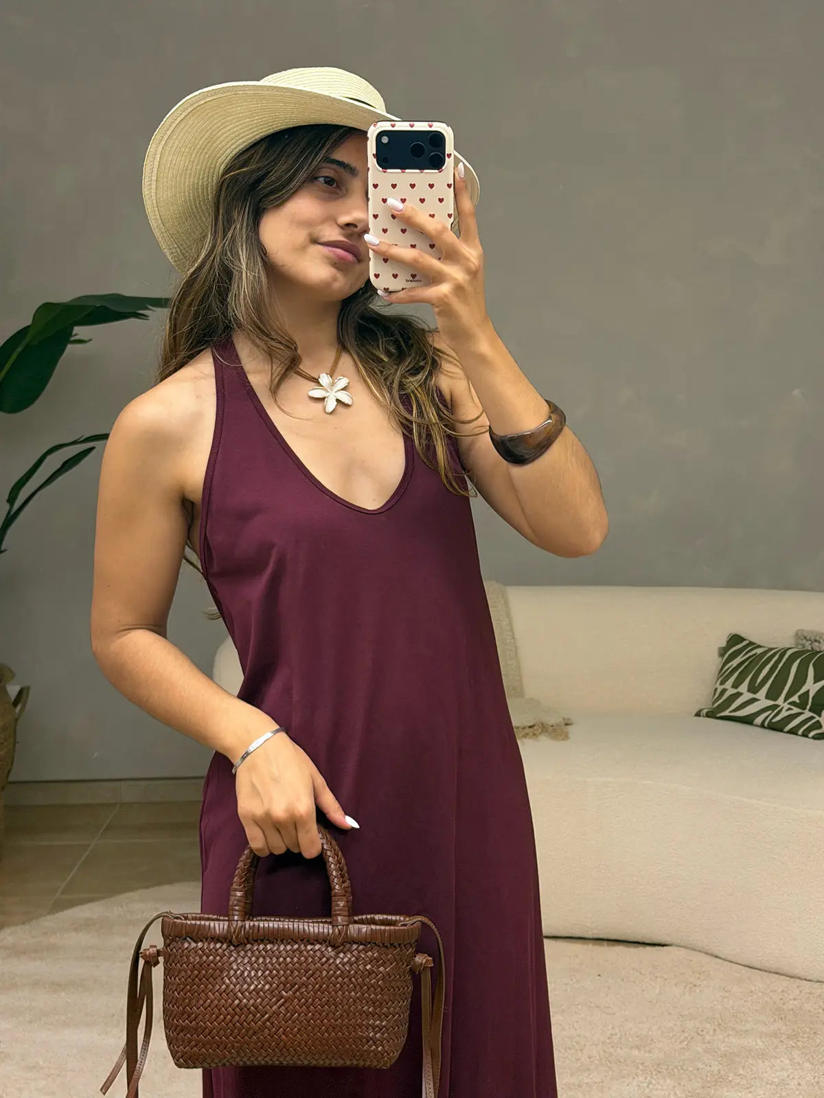 Vestido Bordô Comprido Lumina