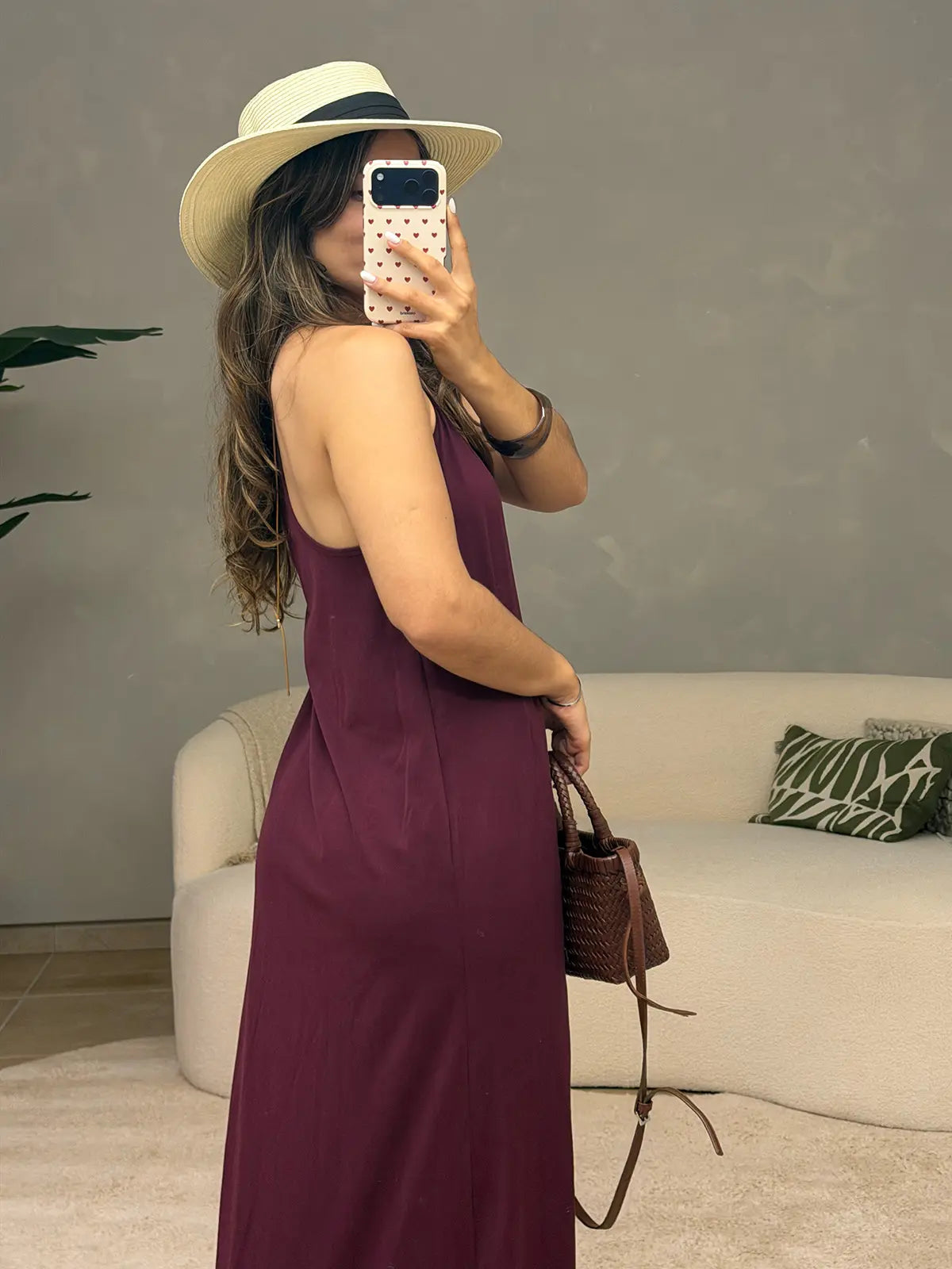 Vestido Bordô Comprido Lumina