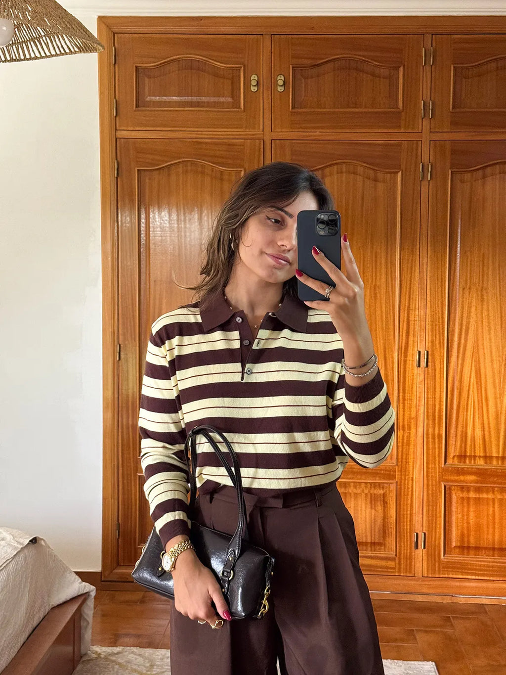 Polo de Malha às Riscas Amarelo