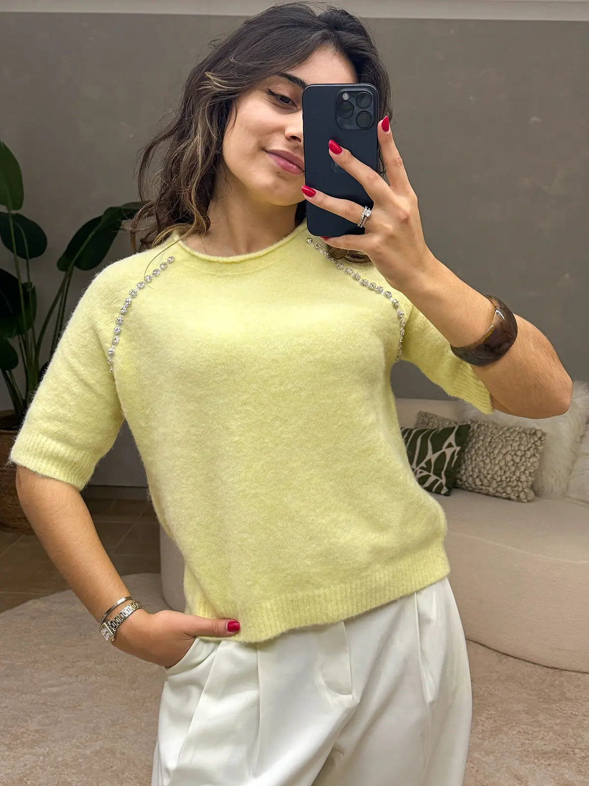 Camisola Malha Amarelo Manteiga