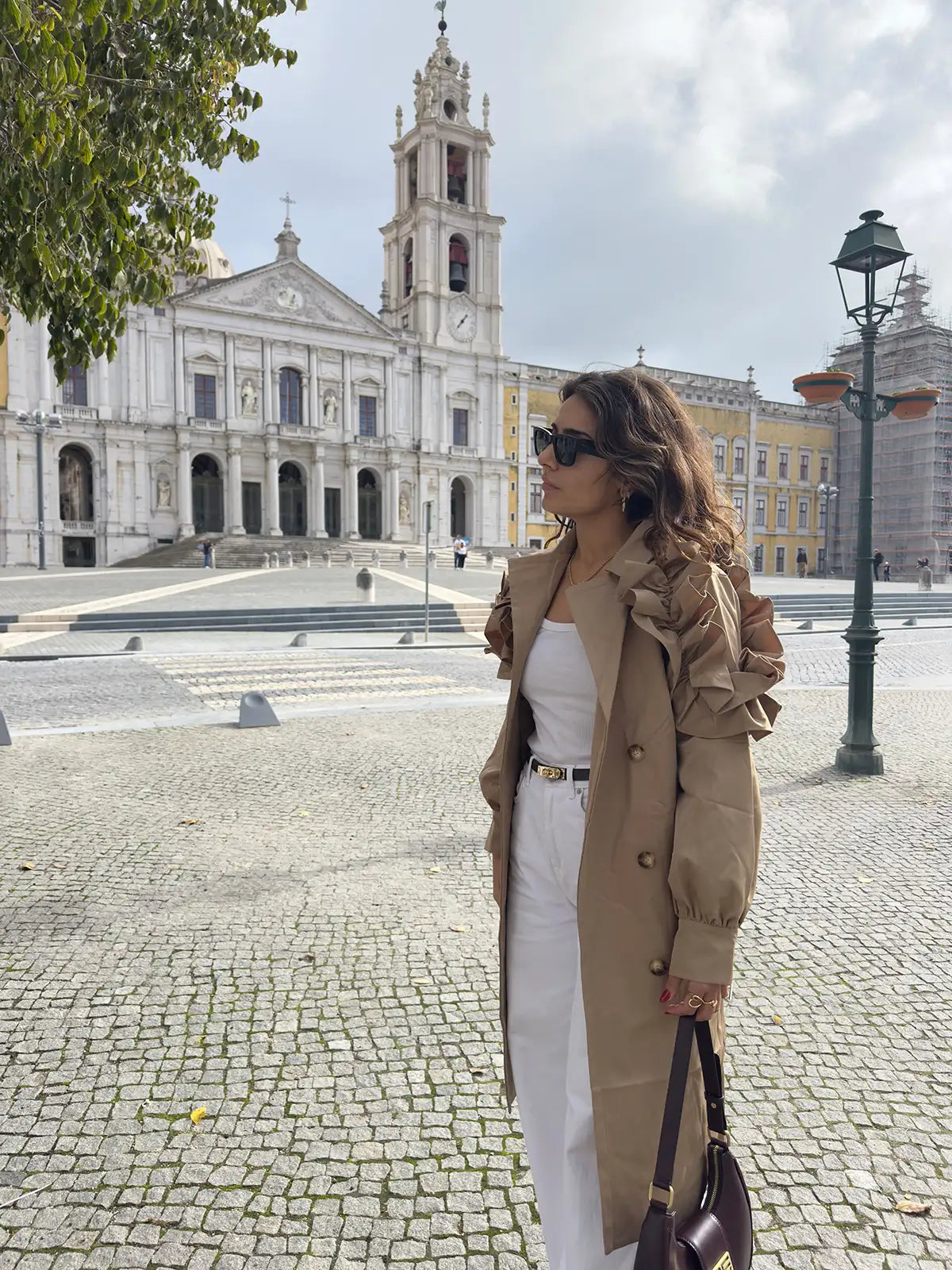 Trench Coat with Ruffles 