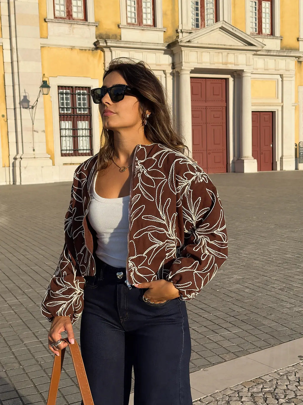 Bomber Jacket with Embroidery