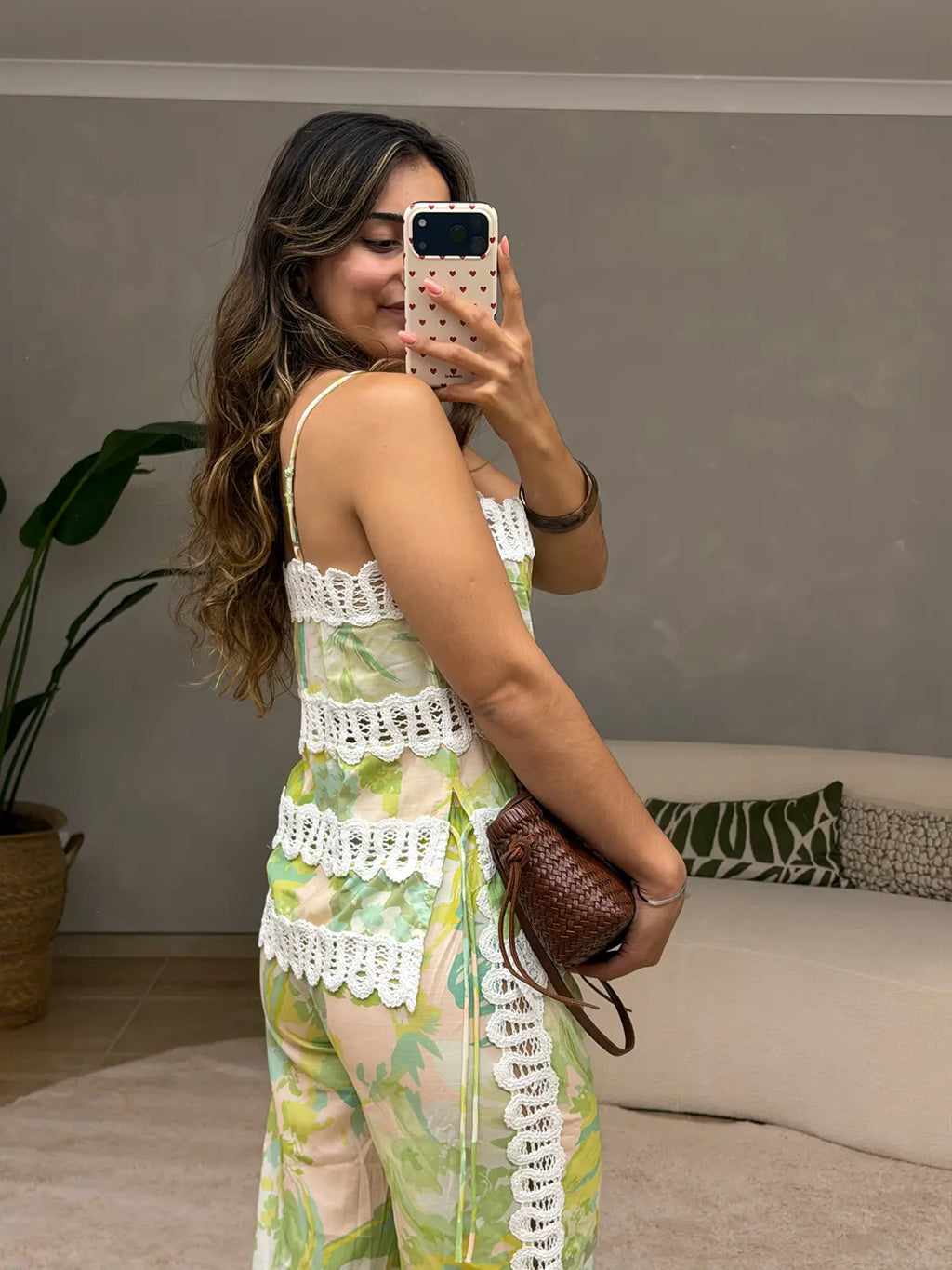 Conjunto Verde Tropical com Renda