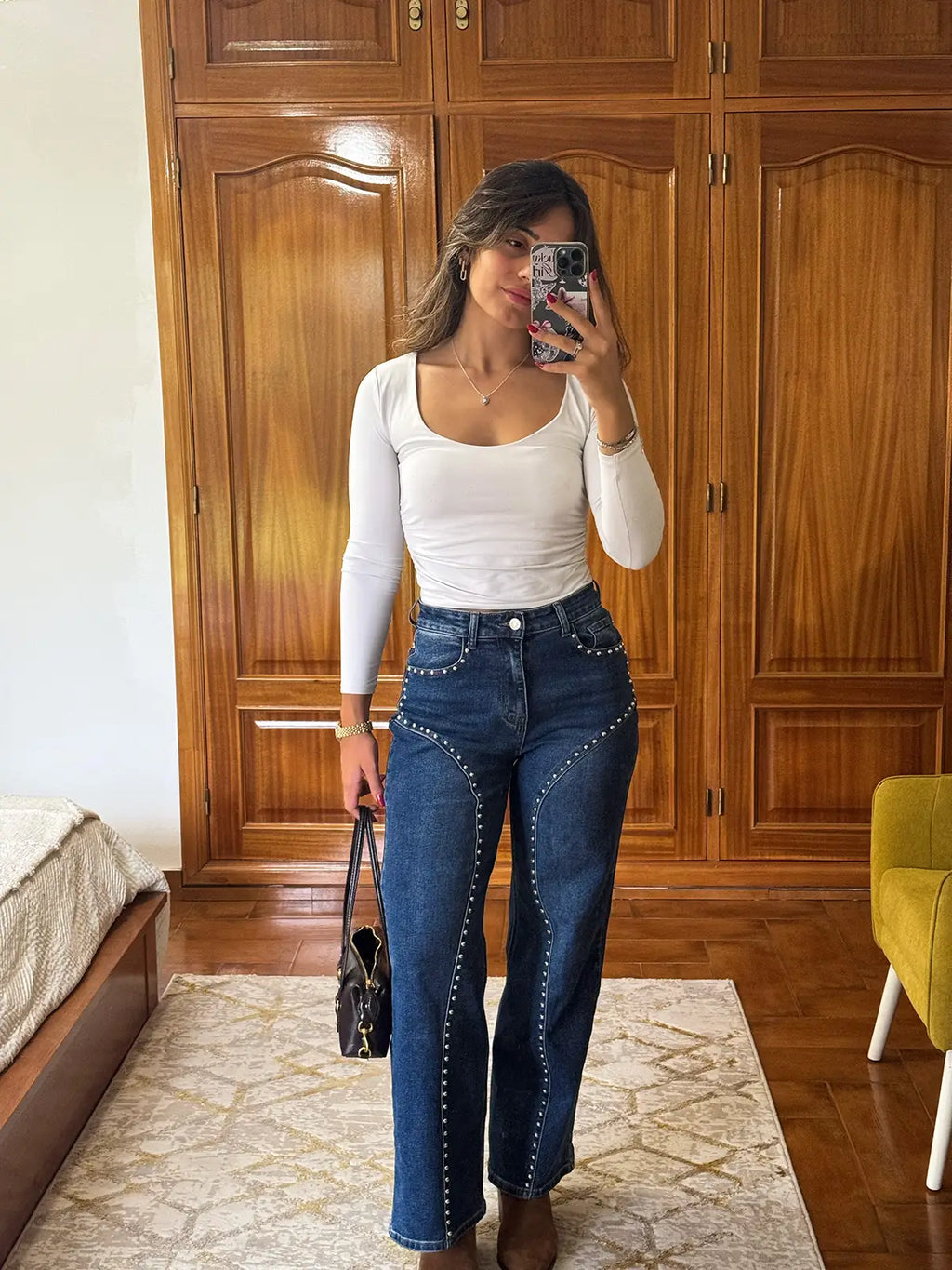 Calças de Ganga com Tachas