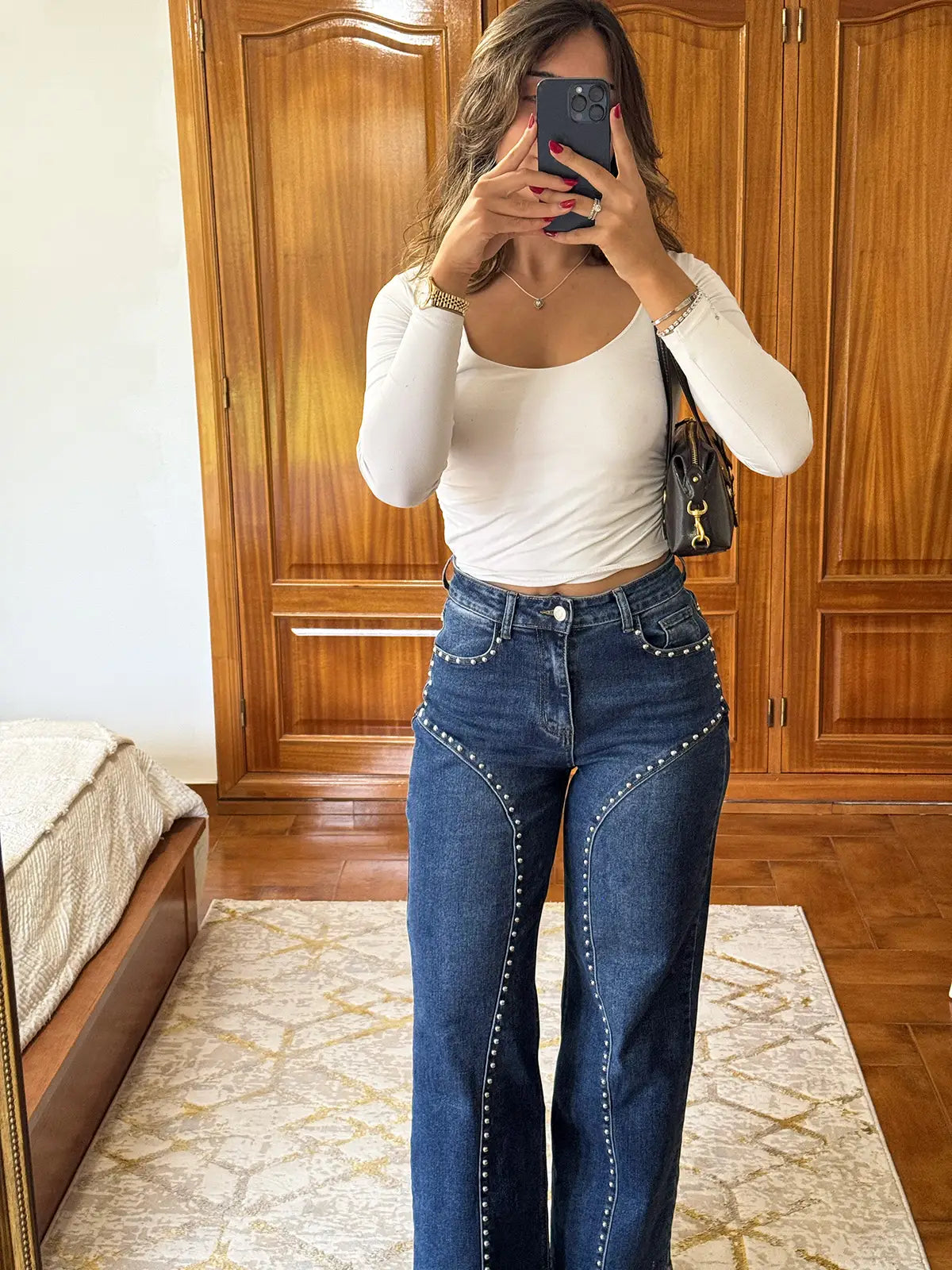 Calças de Ganga com Tachas