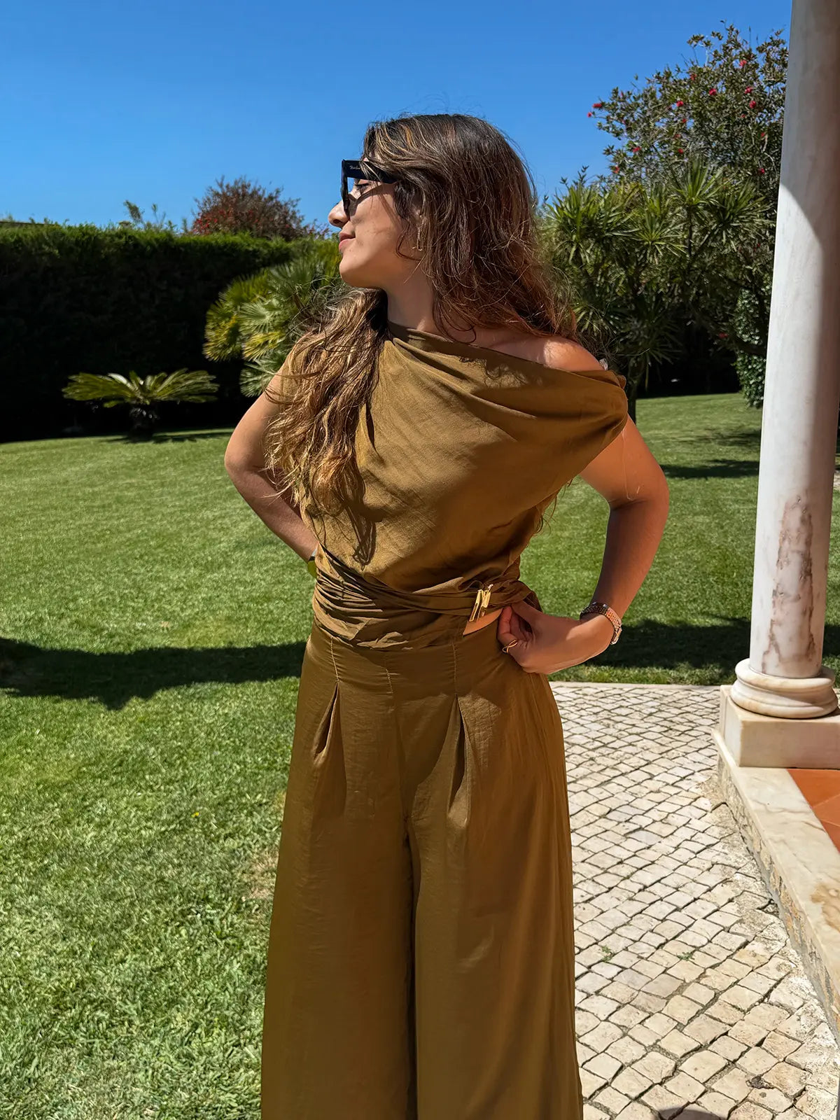 Calças Kaki Fluídas