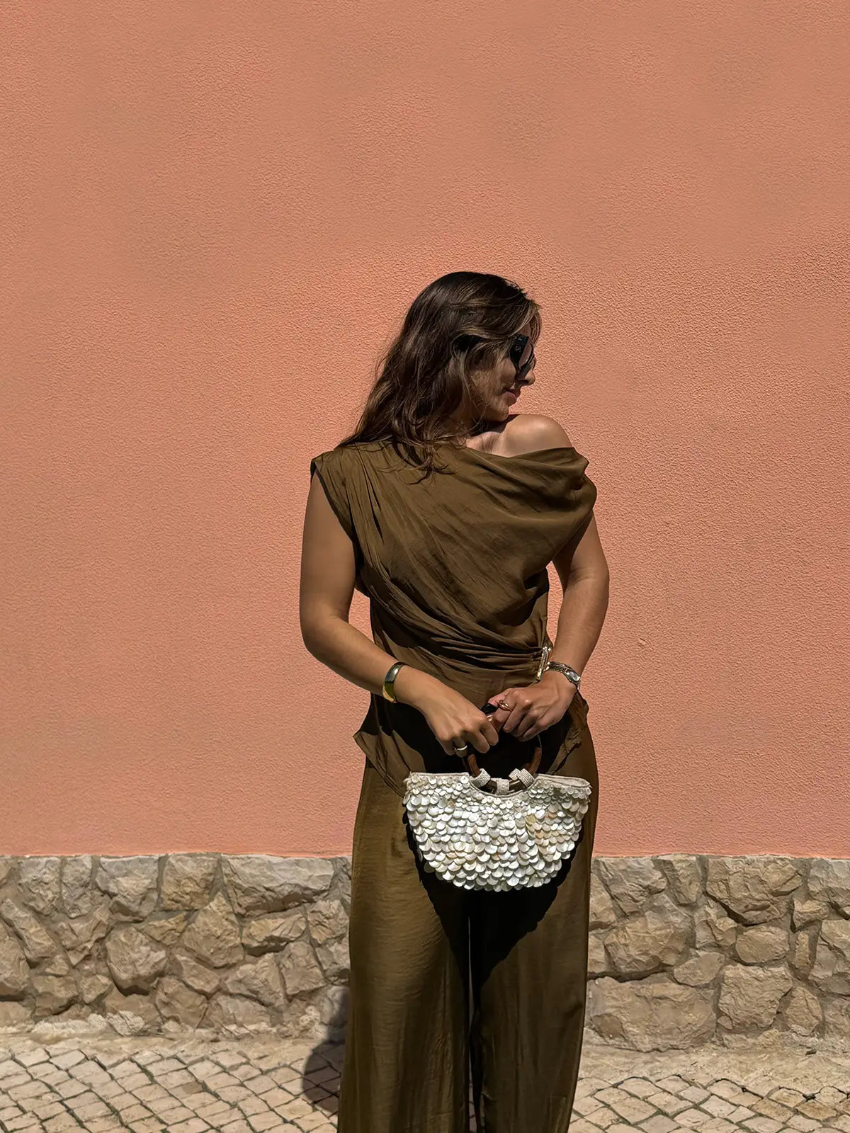 Top Kaki com Drapeado