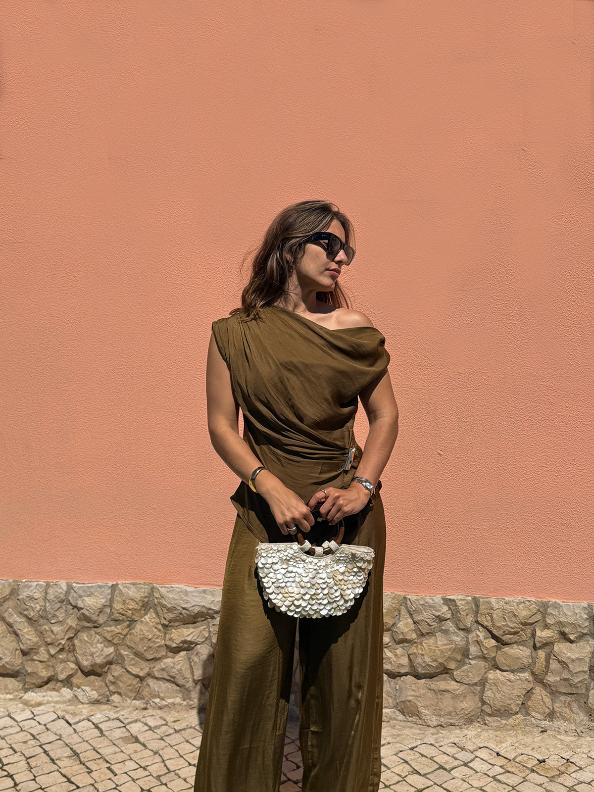 Top Kaki com Drapeado