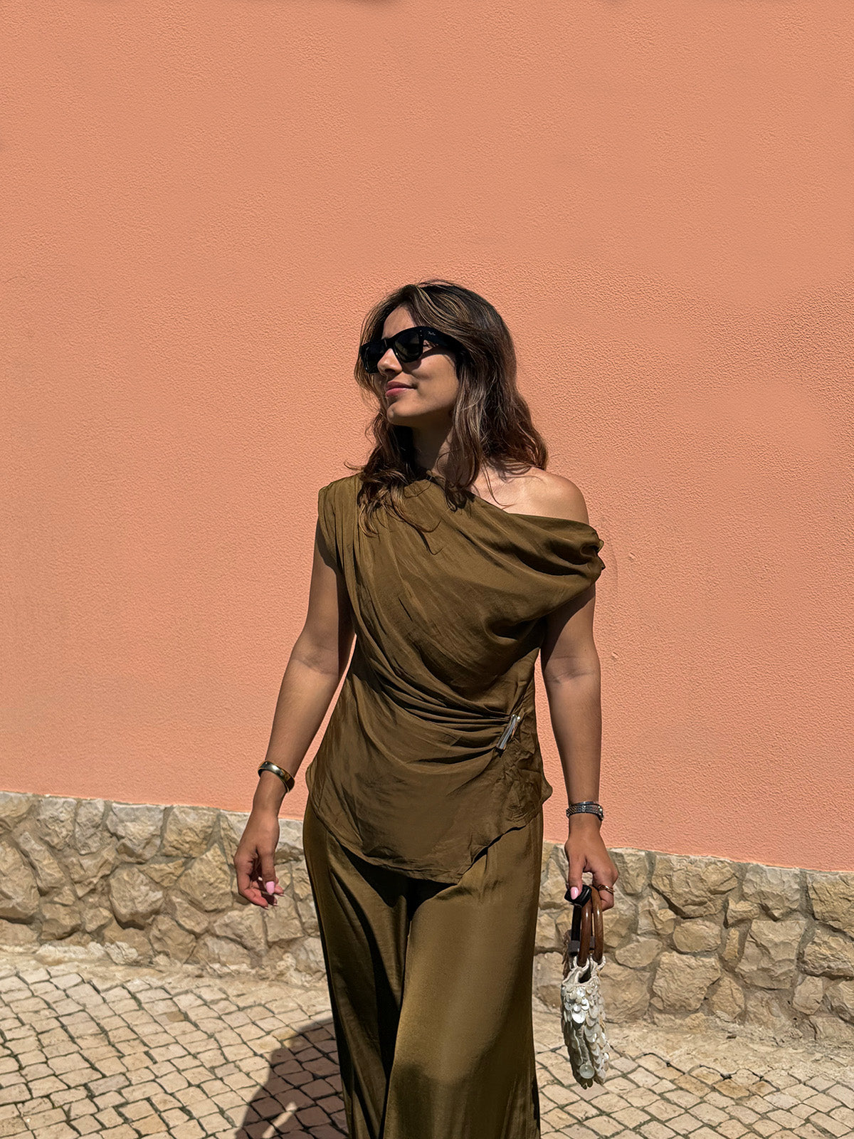 Top Kaki com Drapeado