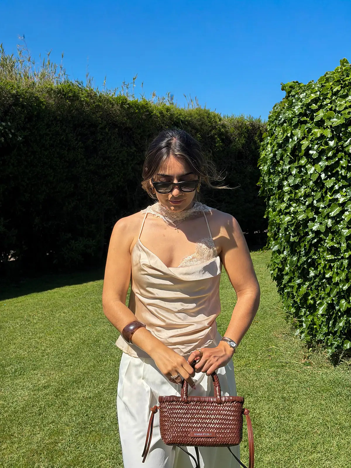 Top de Renda Champanhe com Lenço