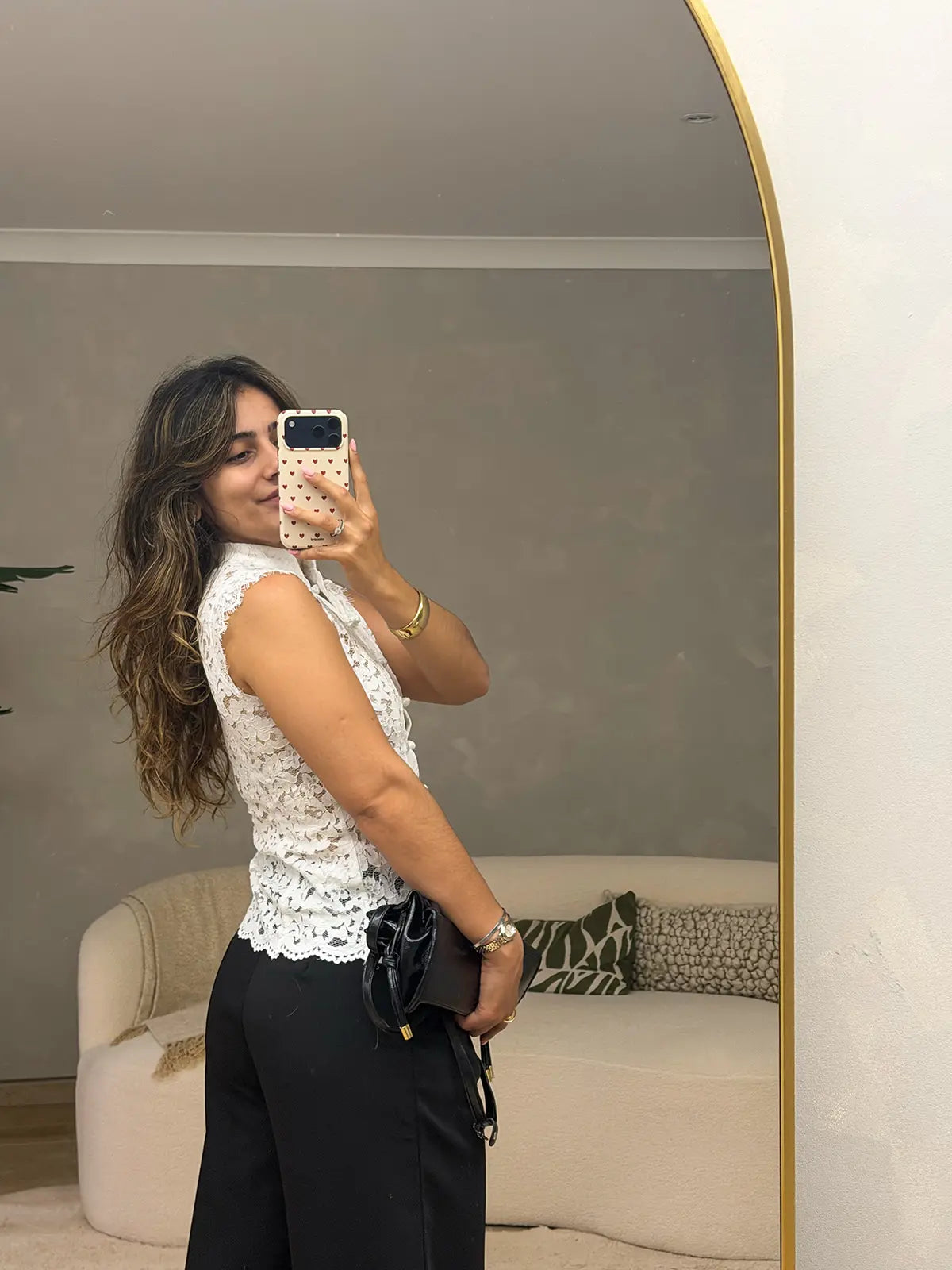 Top de Renda Branco Gola Mandarim