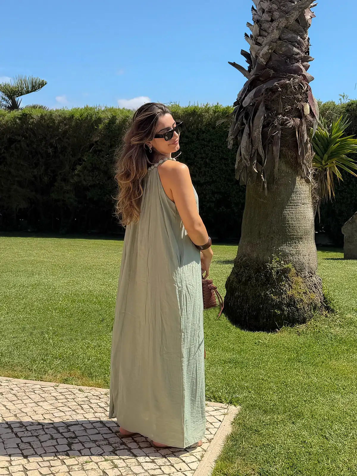 Vestido Maxi Verde Argila