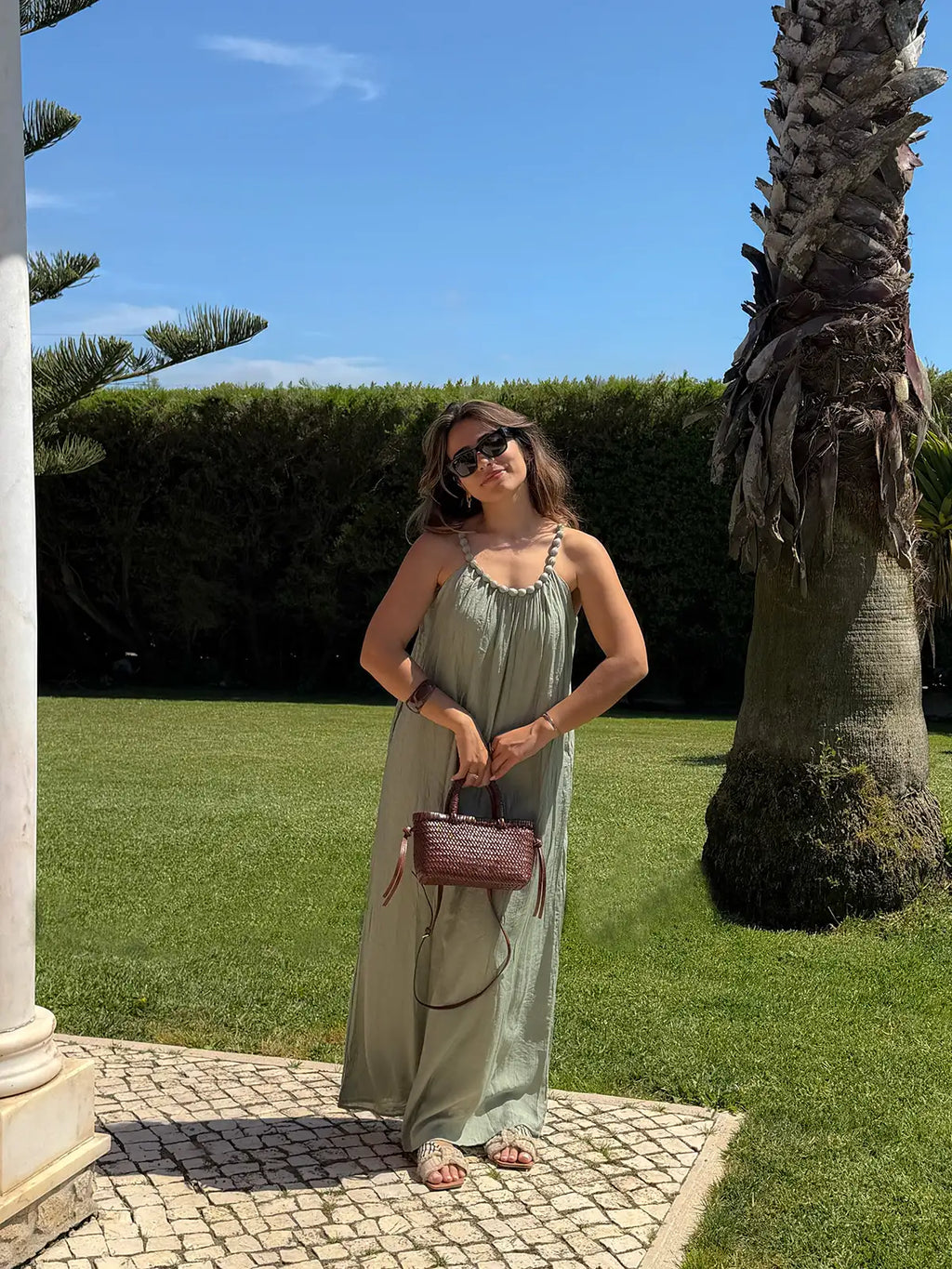 Vestido Maxi Verde Argila