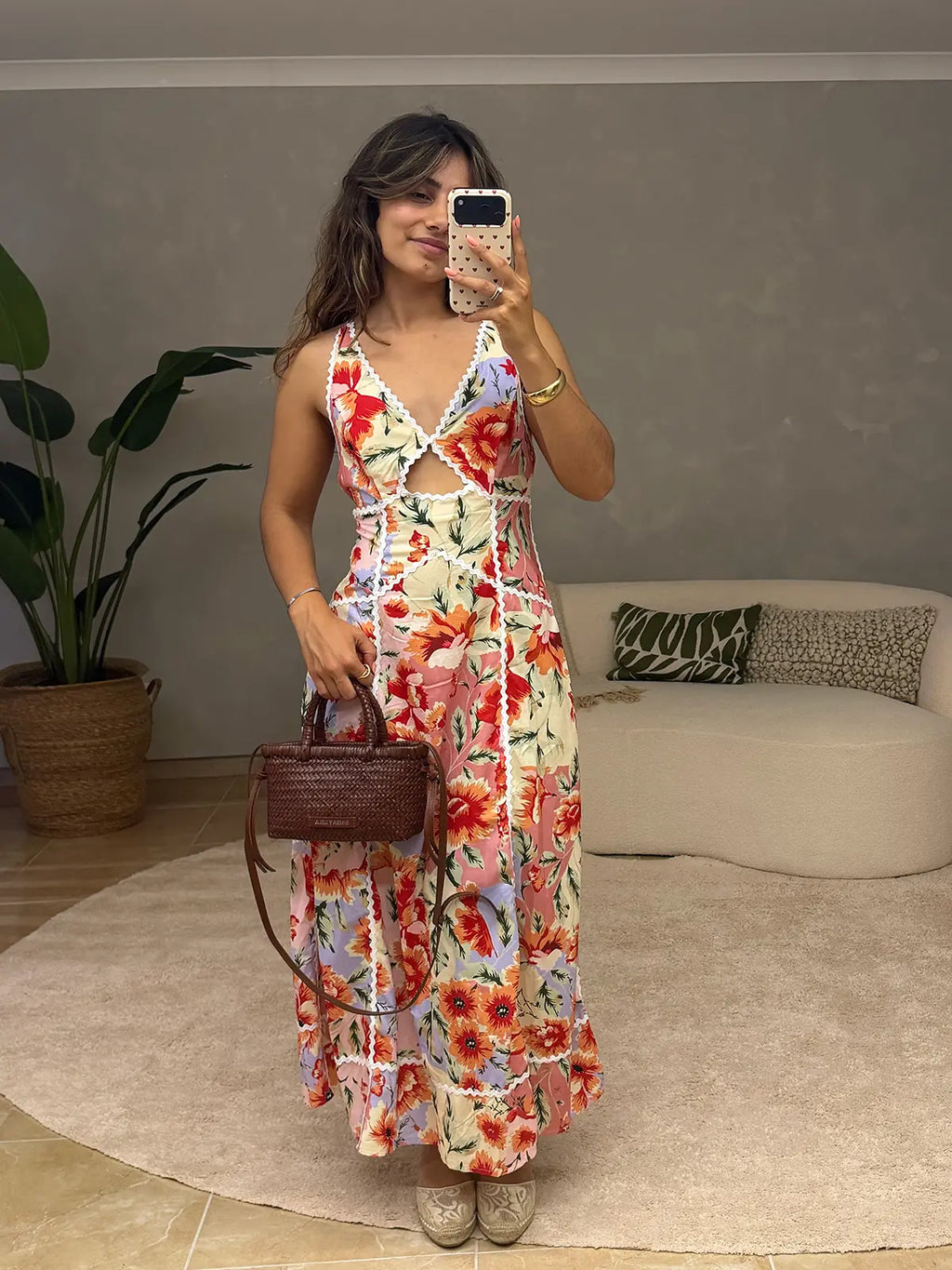 Vestido Floral Maxi com Atilhos