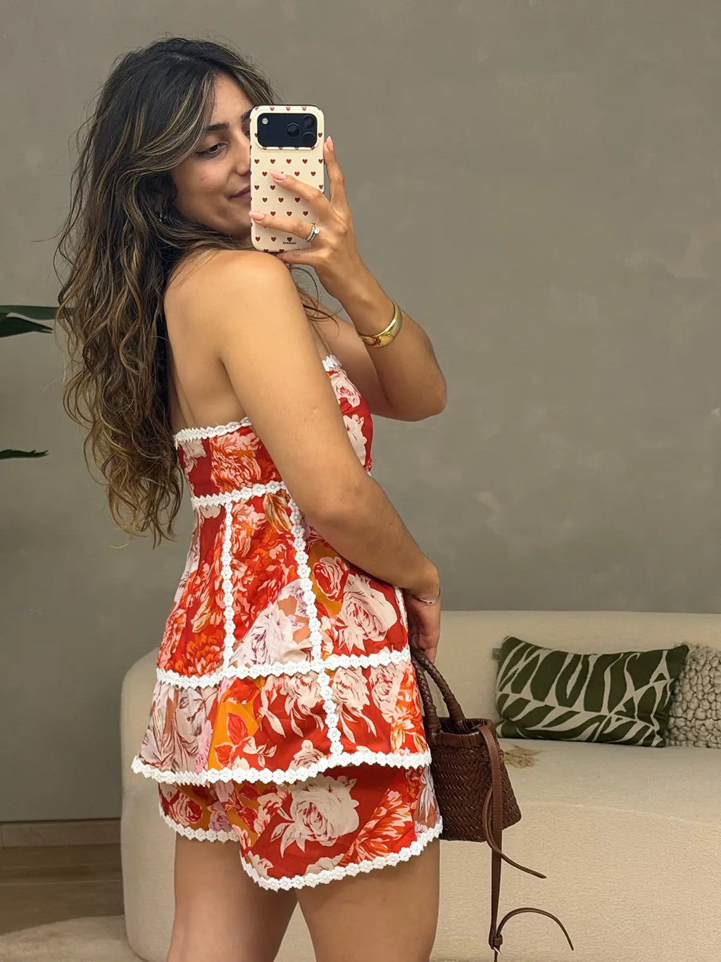 Red Off-shoulder Set with Lace