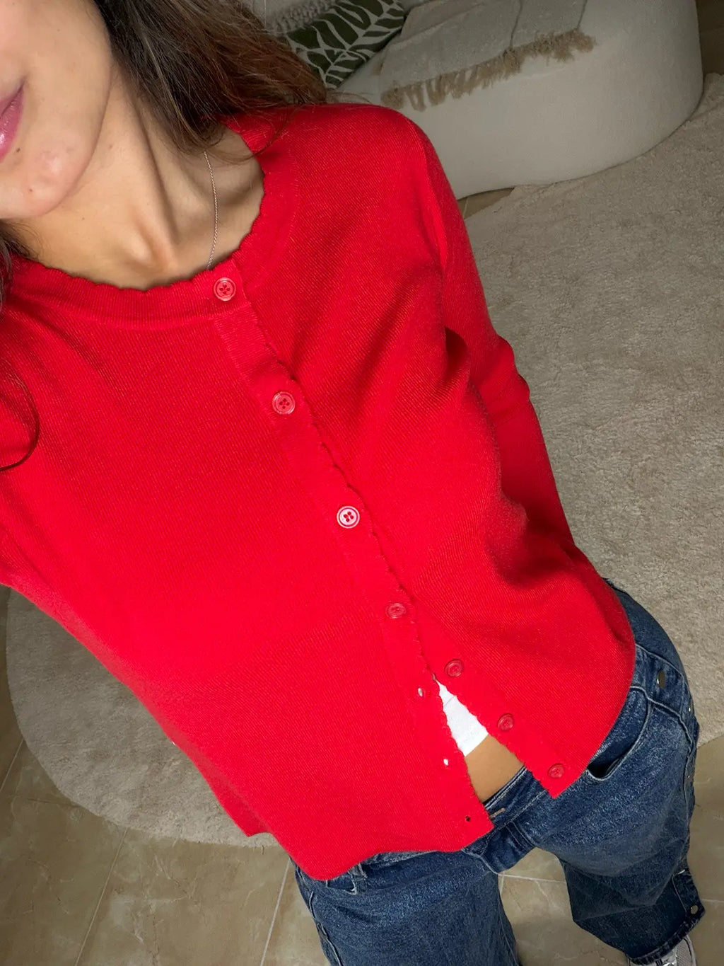 Cardigan de Malha Vermelho