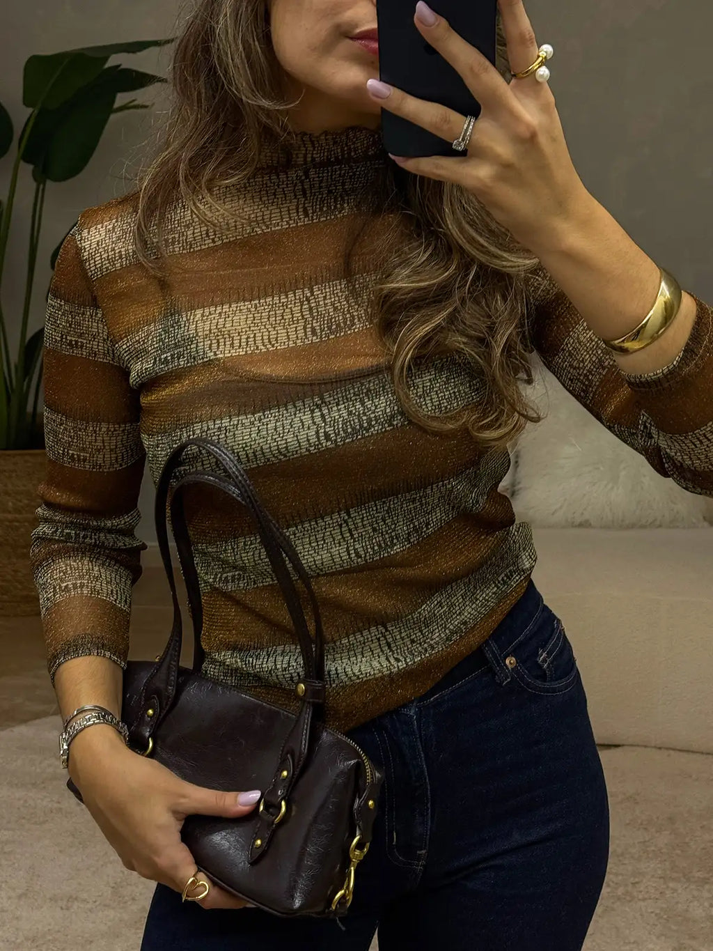 Camisola às Riscas Semi-transparente